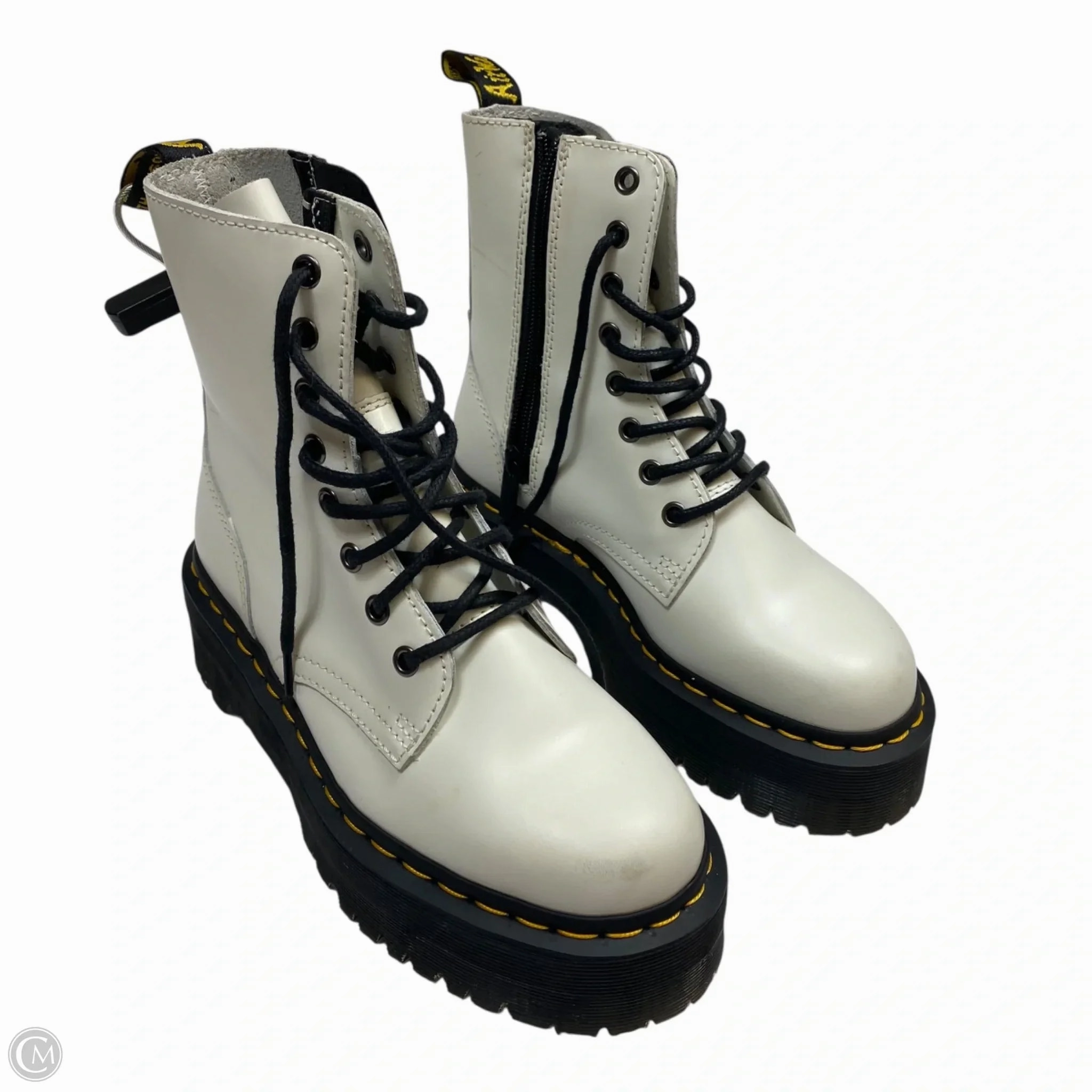 Multi Density Foam Comfortable Footbed Boots Ankle Heels By Dr Martens In White, Size: 6