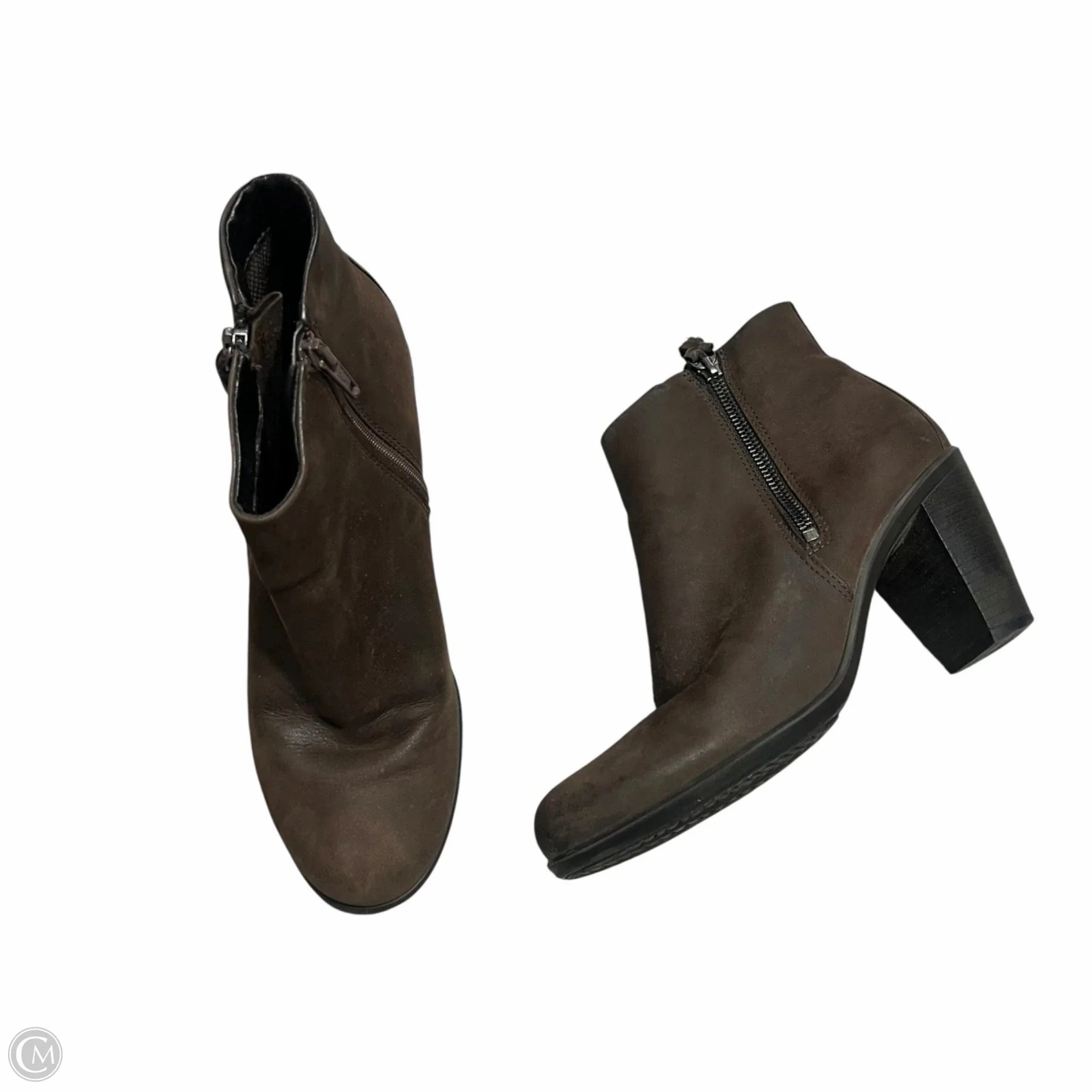 Padded Interior Cold Climate Boots Ankle Heels By Ecco In Brown, Size: 8.5