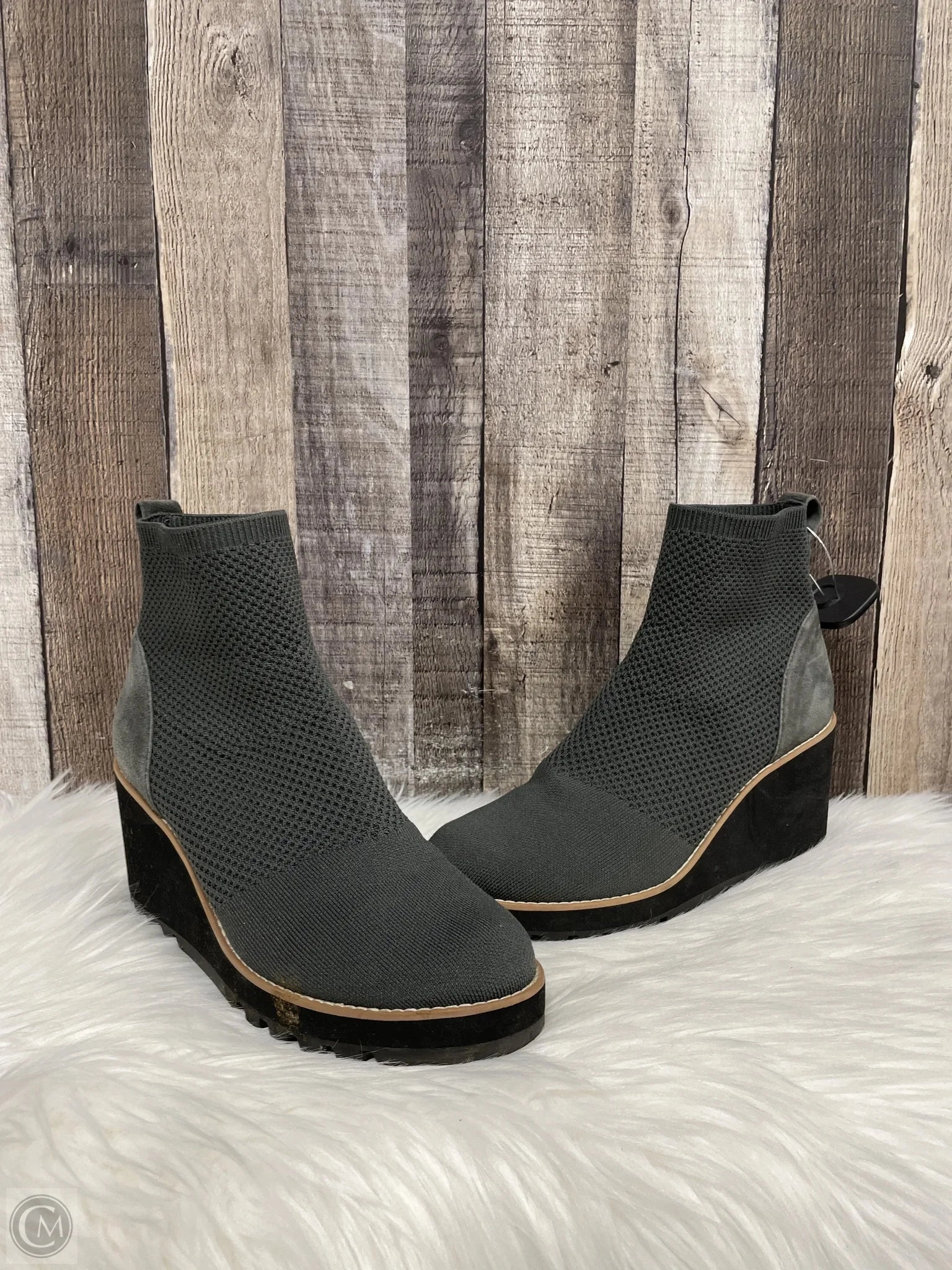 Block Heel Boots Ankle Heels By Eileen Fisher In Grey, Size: 10