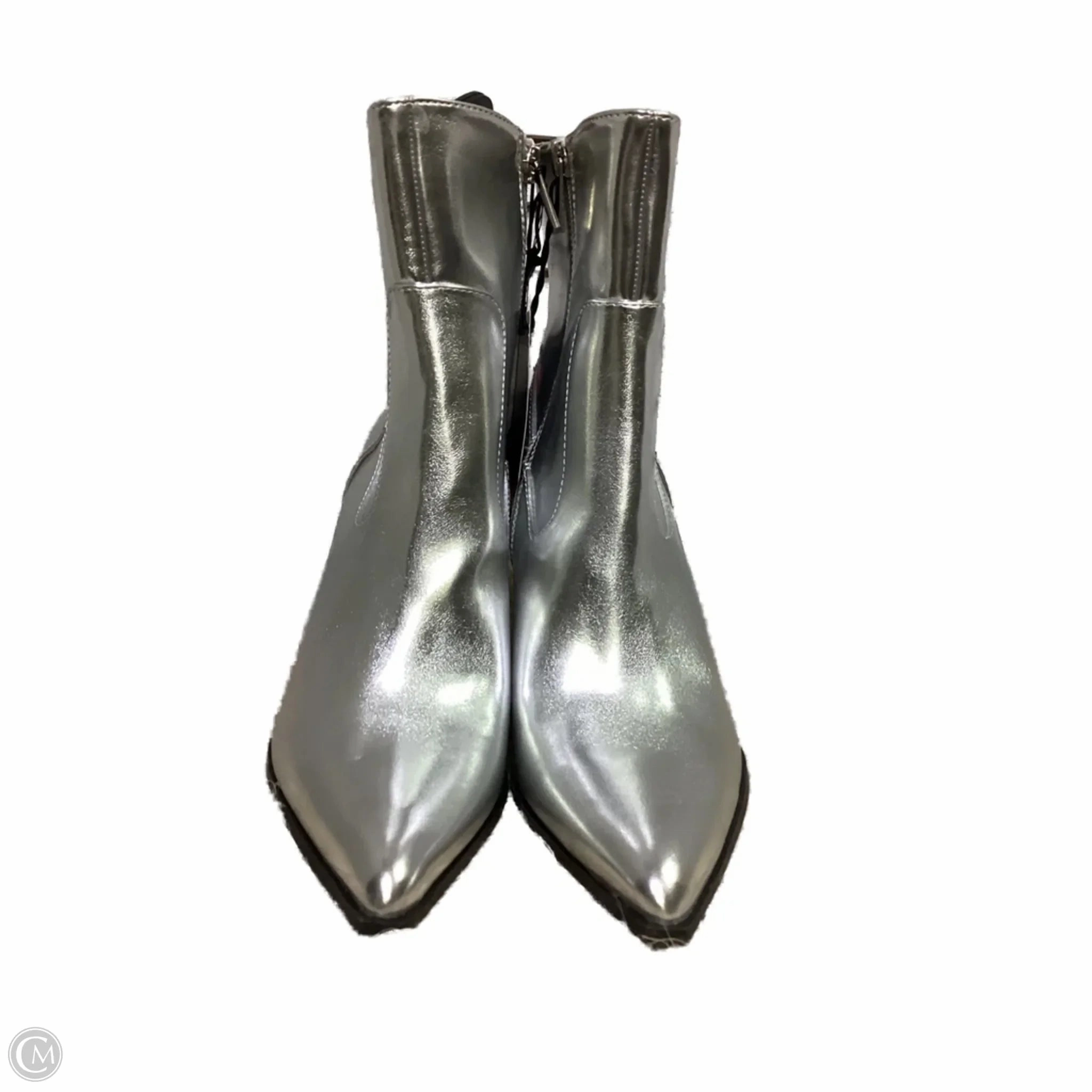 All weather Boots Ankle Heels By Forever 21 In Silver, Size: 7