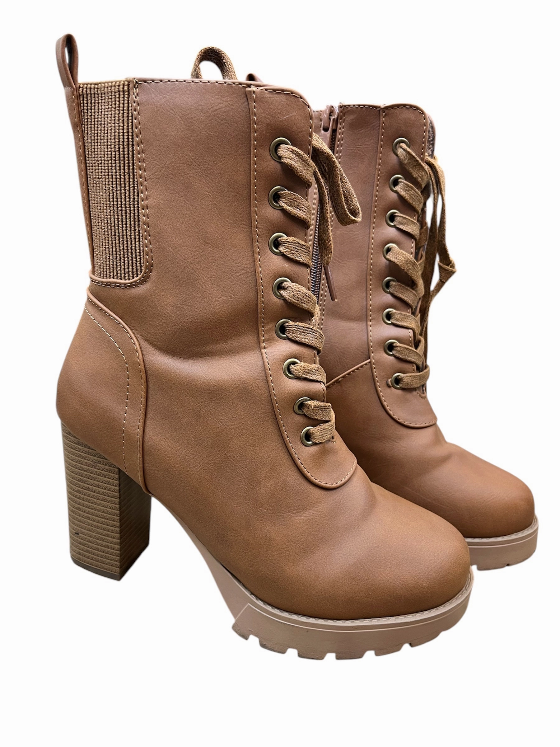Comfy All Boots Ankle Heels By Forever In Brown, Size: 7.5
