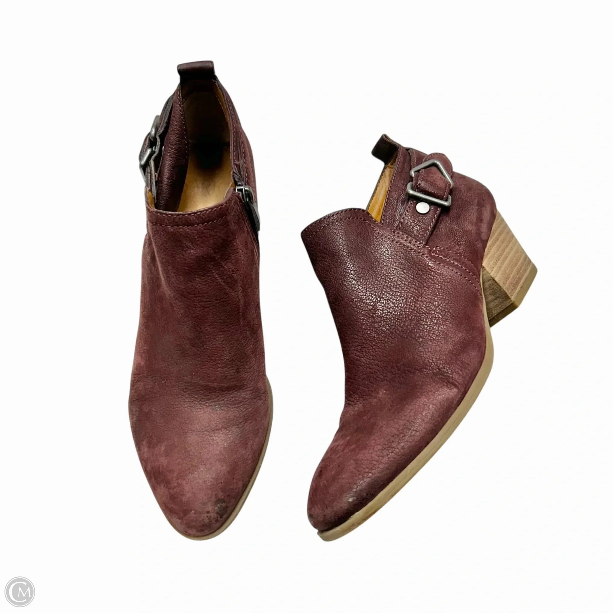 Urban Edge Deep Black Boots Ankle Heels By Franco Sarto In Maroon, Size: 8