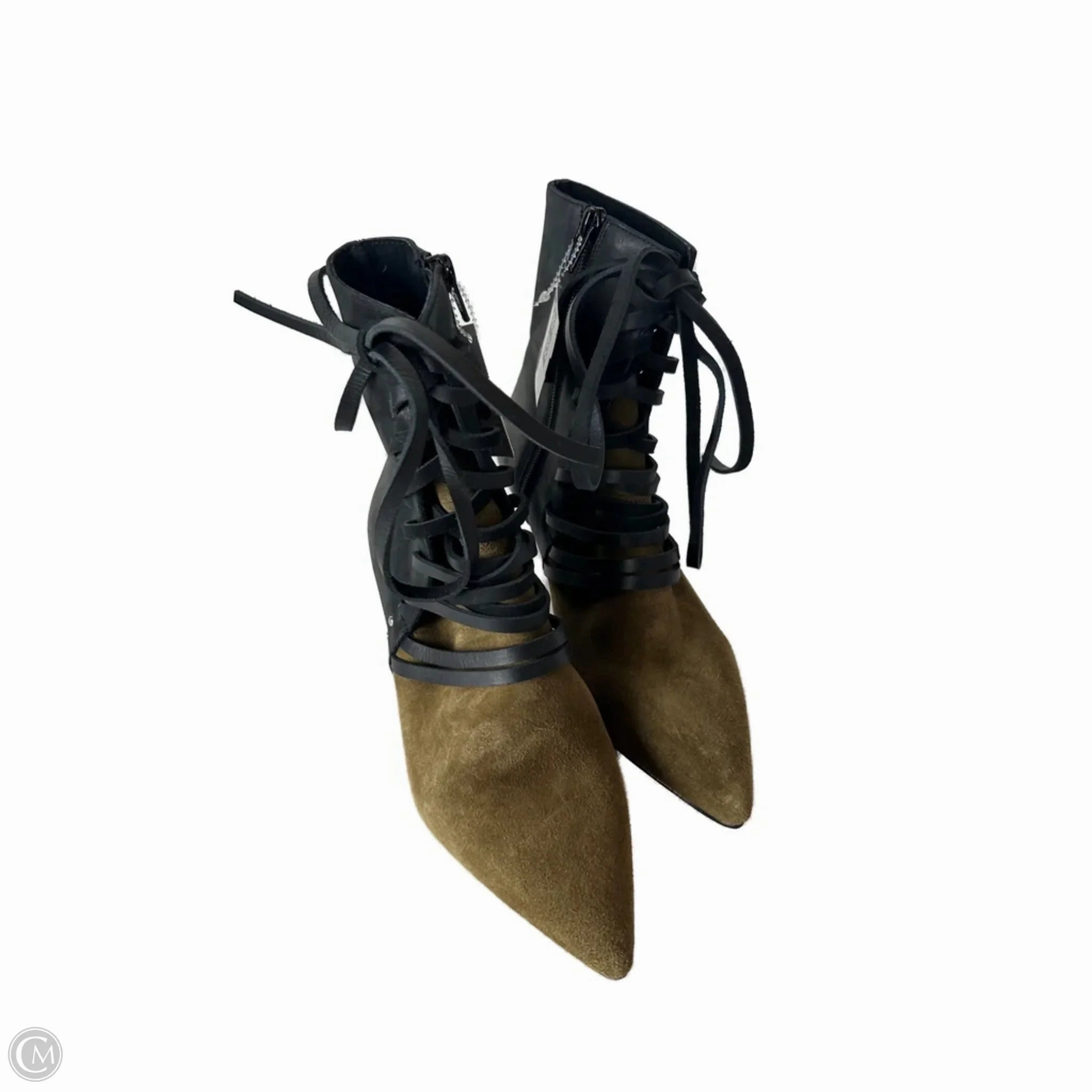Easy to Wear Grippy Outsole Adventure Seeker Boots Ankle Heels By Free People In Black & Green, Size: 6.5