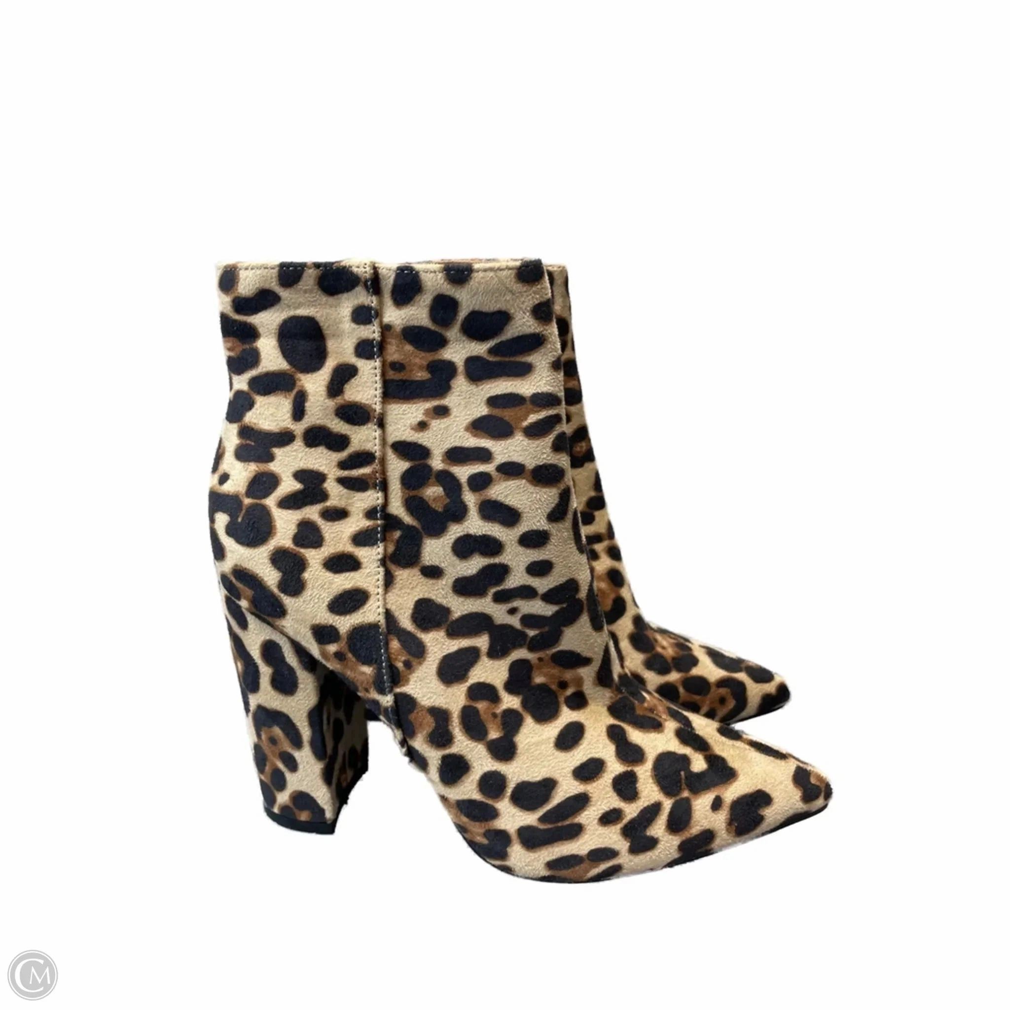 Elastic Material Casual Elegance Boots Ankle Heels By J. Adams -  In Leopard Print, Size: 8.5