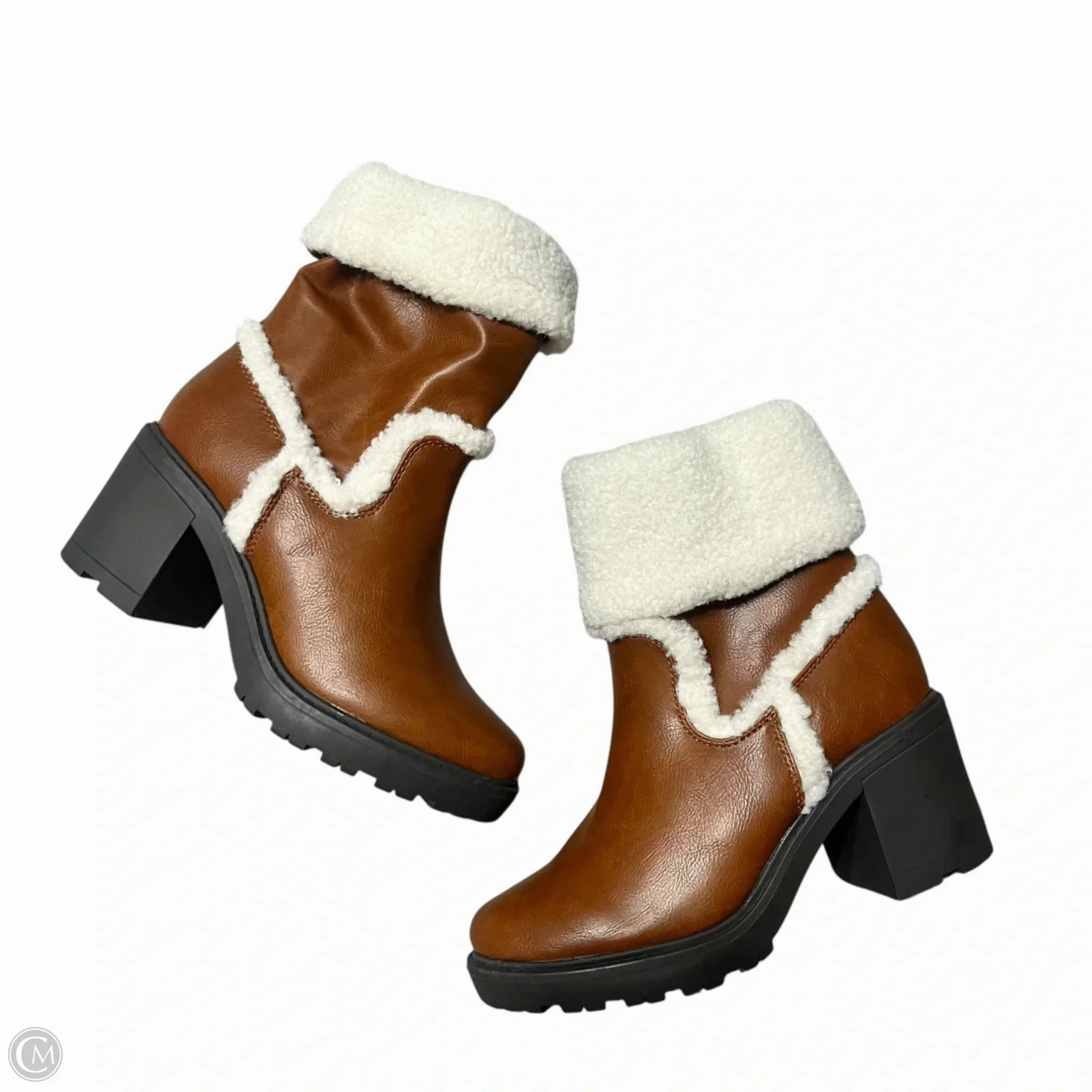 Ground Force Mid Cut Boots Ankle Heels By JD In Tan, Size: 8