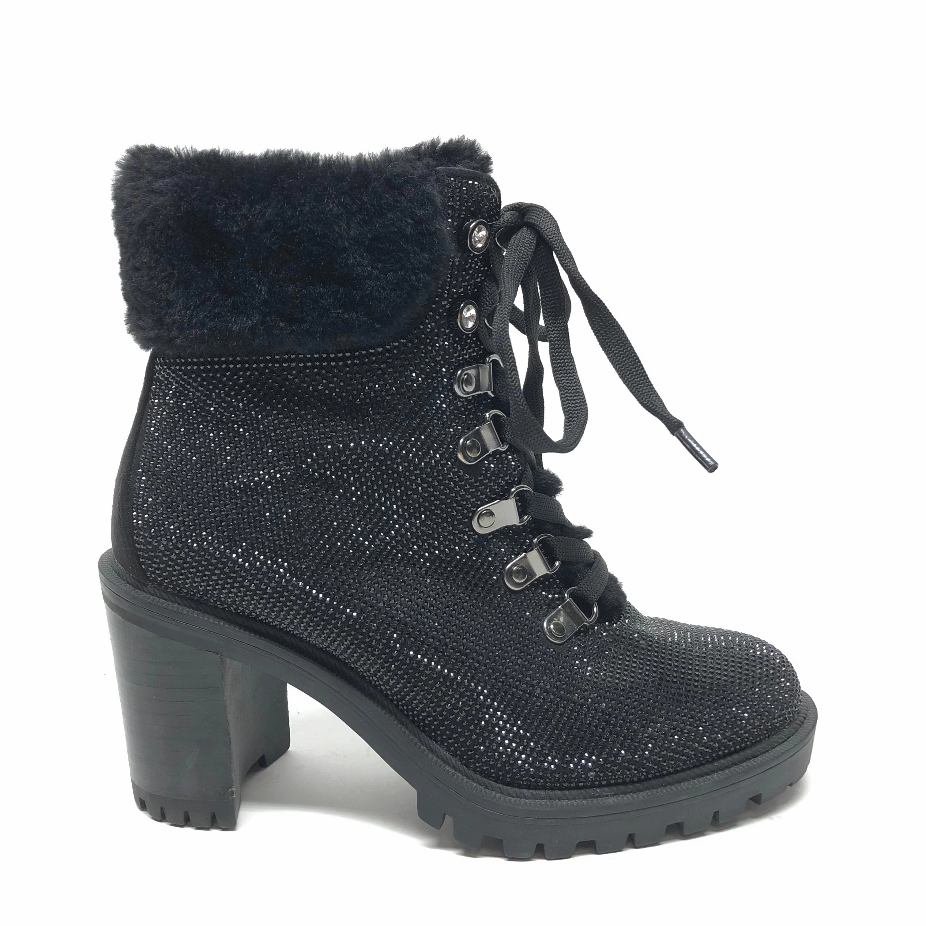 Durable Shell Hiking Trails Strap Boots Ankle Heels By Jennifer Lopez In Black, Size: 6.5