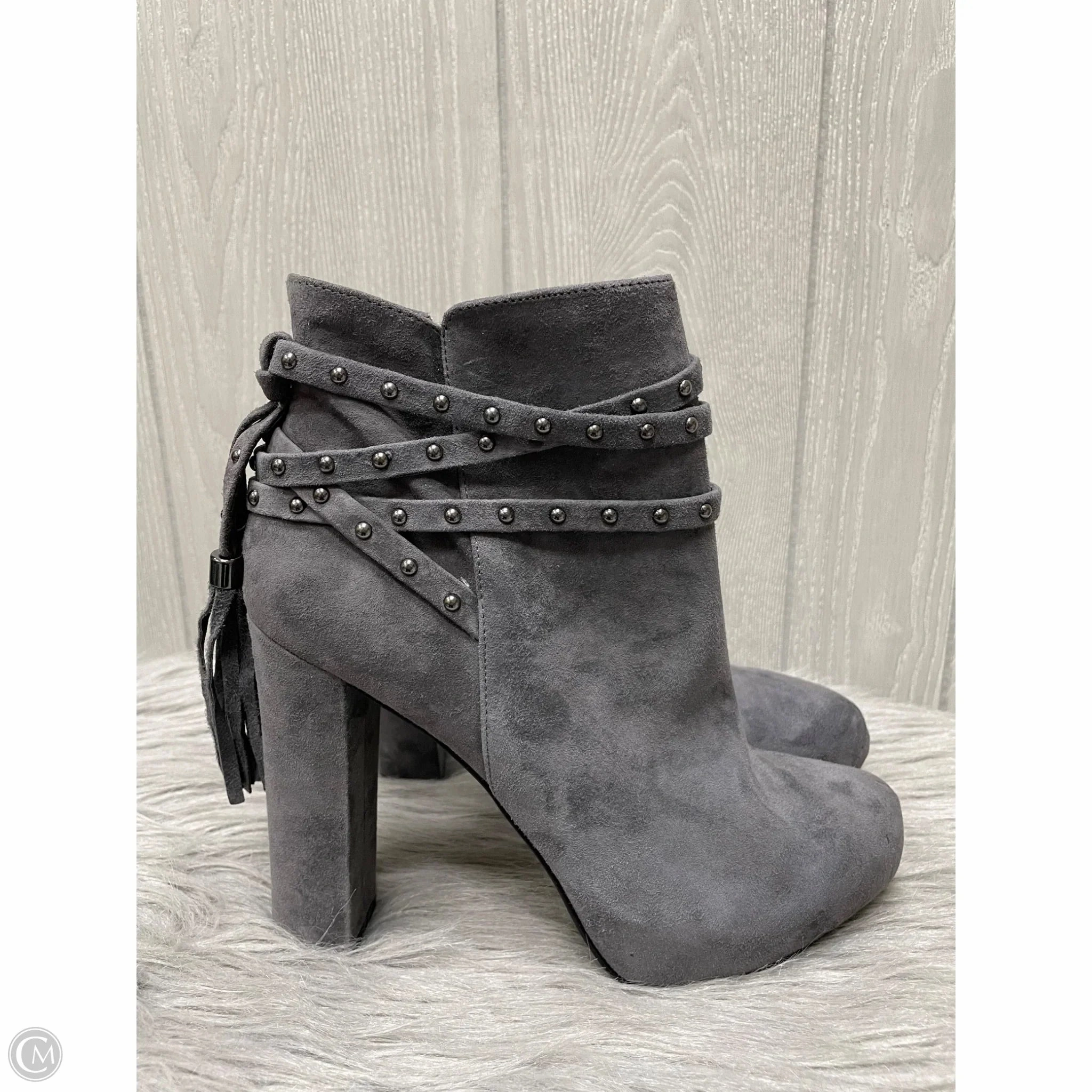 Boots Ankle Heels By Jessica Simpson In Grey, Size: 8 buckle Nature Lover