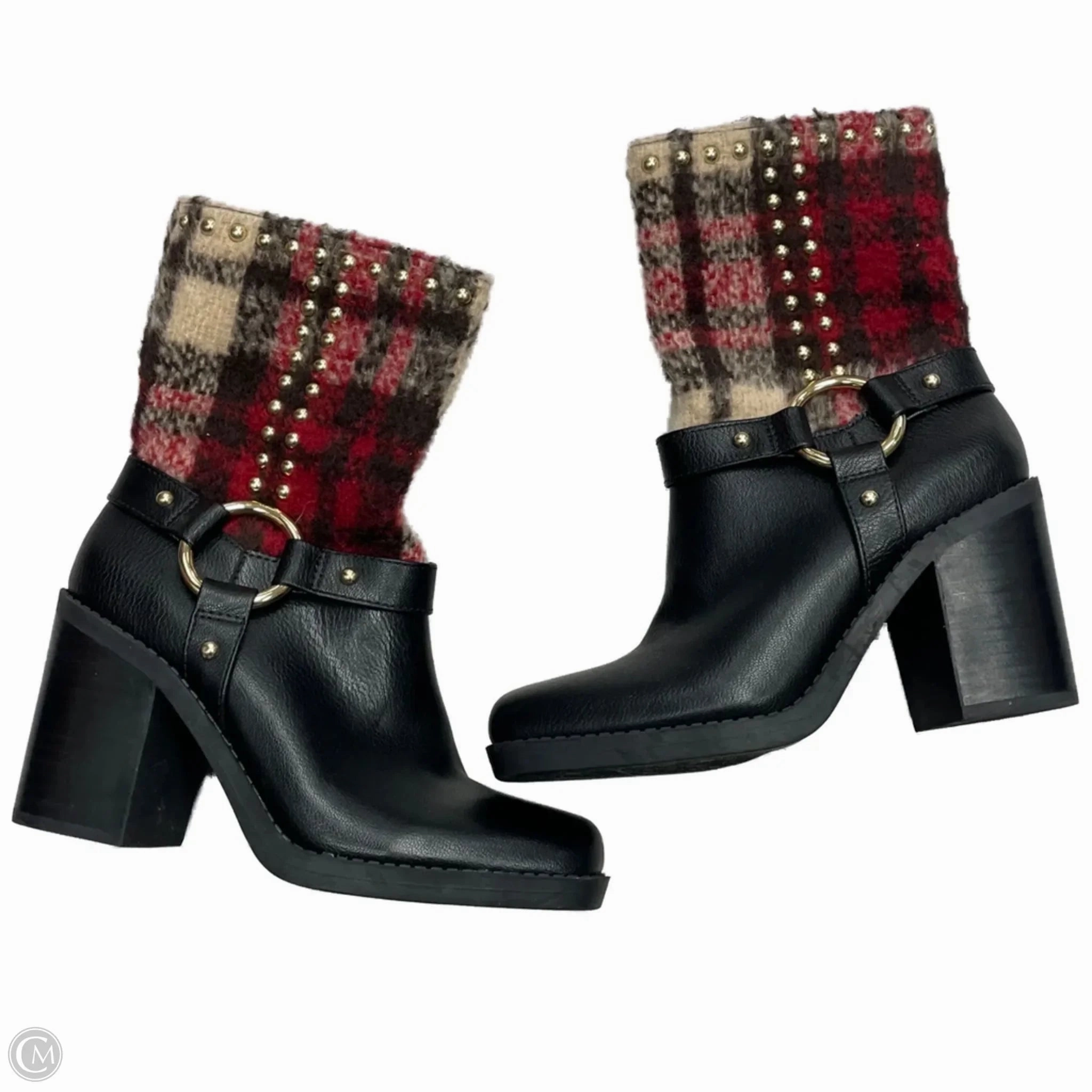 Boots Ankle Heels By Jessica Simpson In Plaid Pattern, Size: 5.5 Ergonomic Footbed Slip Block