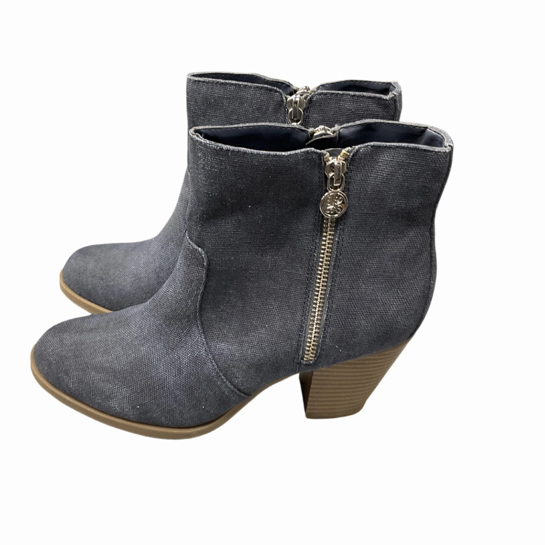 Handcrafted Stitching Comfortable Footwear Boots Ankle Heels By Journee In Blue Denim, Size: 7.5