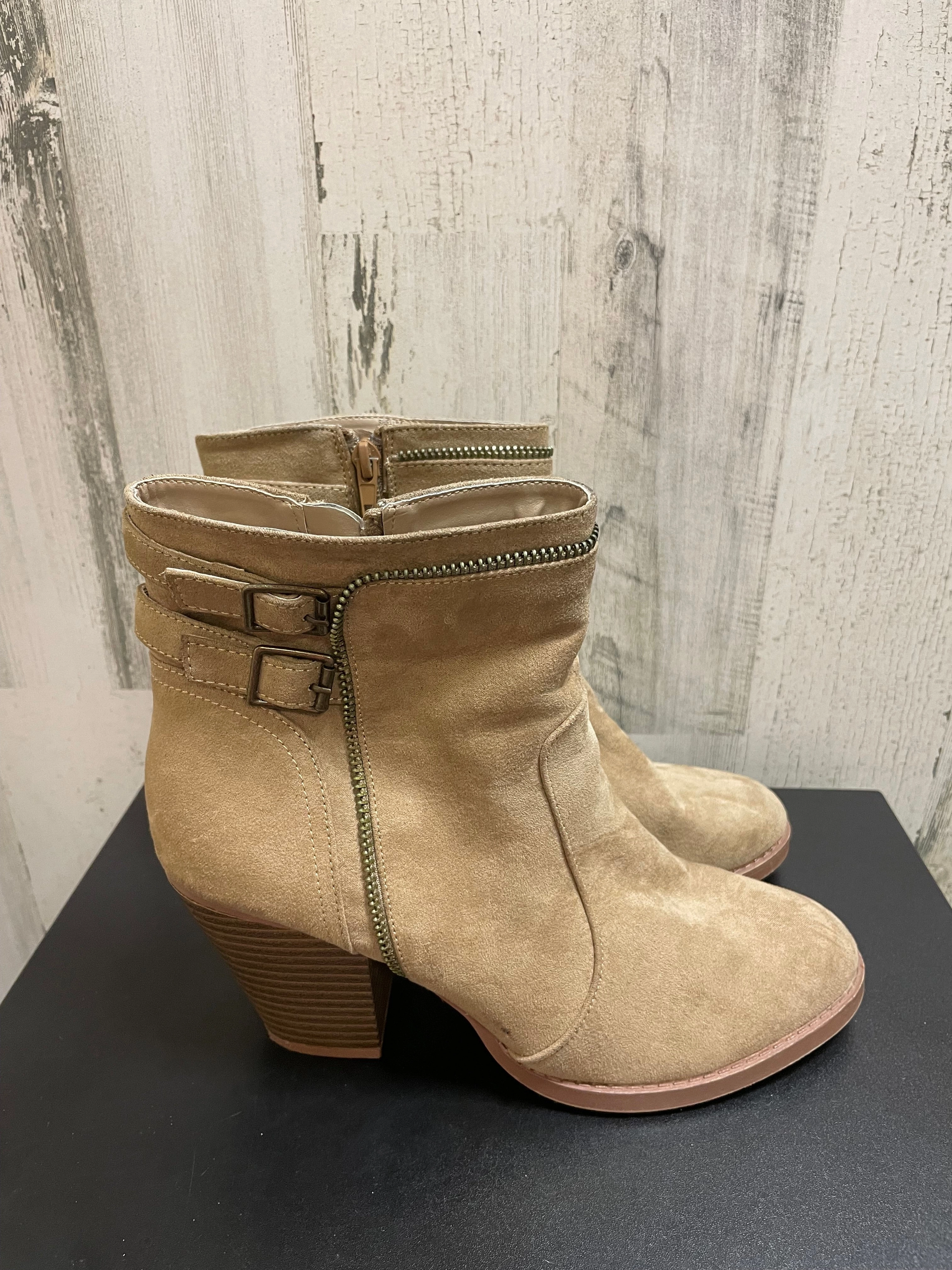 Boots Ankle Heels By Just Fab In Brown, Size: 9 Ergonomic Design Smooth Surface