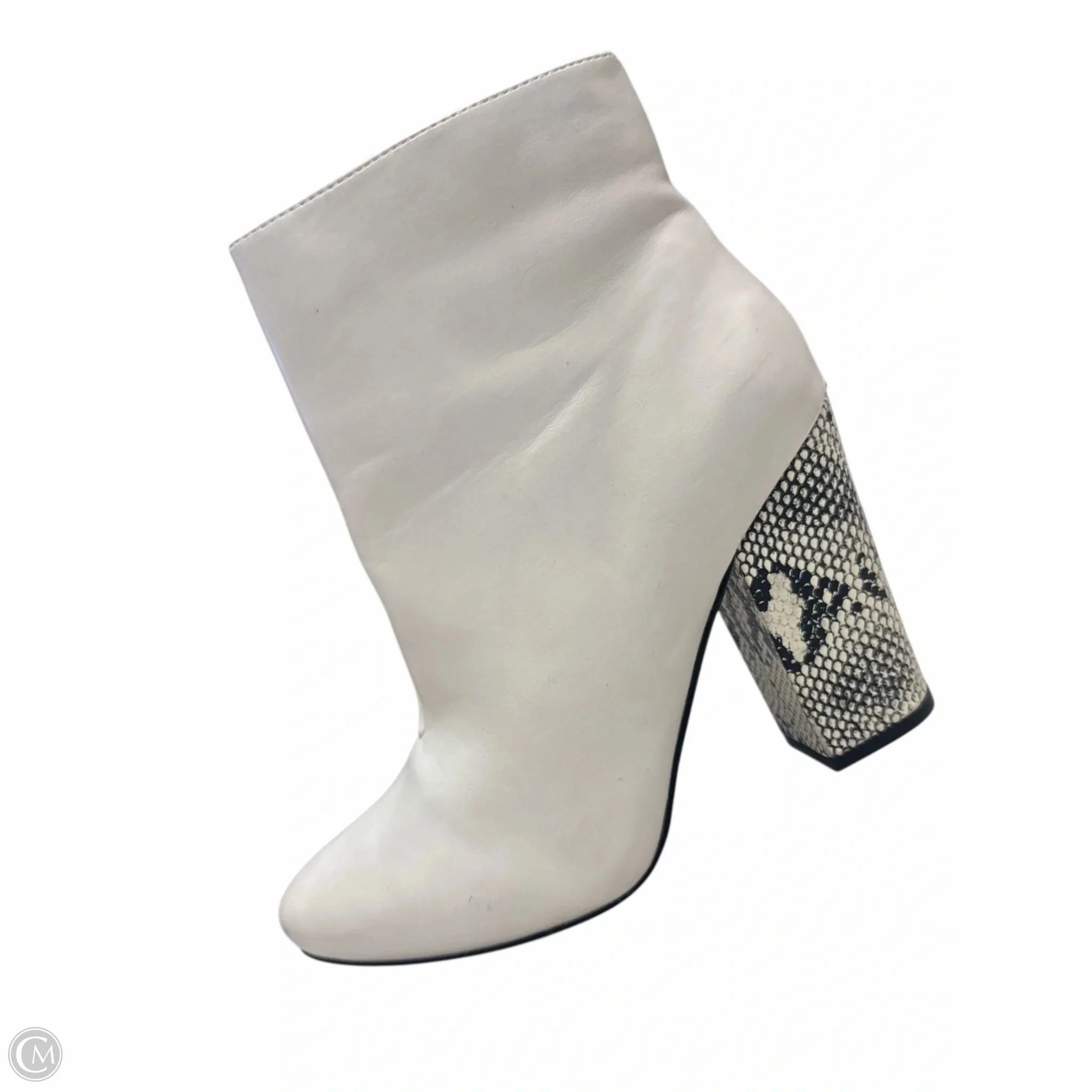 Leather Material Boots Ankle Heels By Just Fab In White, Size: 8.5