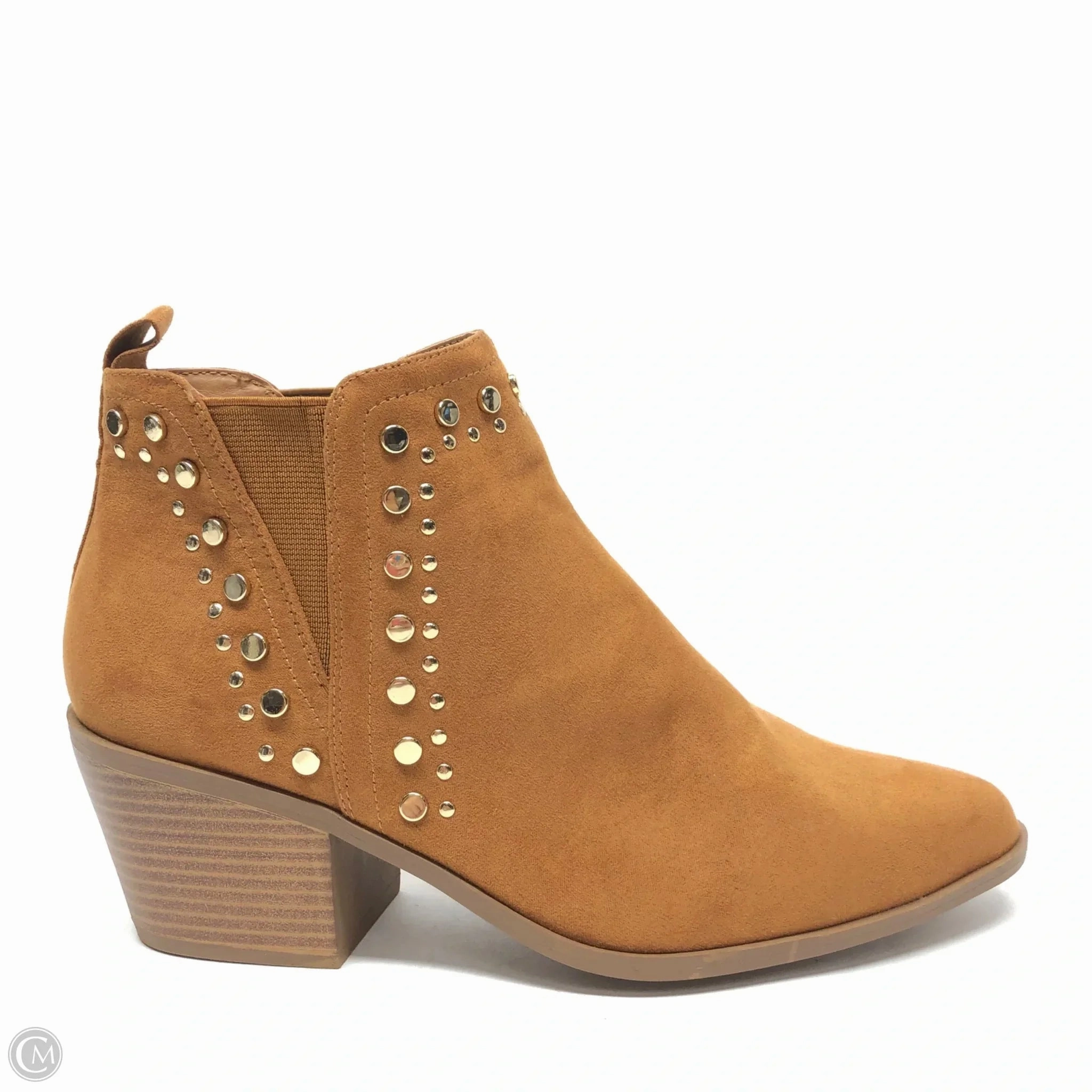 Boots Ankle Heels By Justfab In Tan, Size: 8 Comfortable Insole All-Purpose Footwear