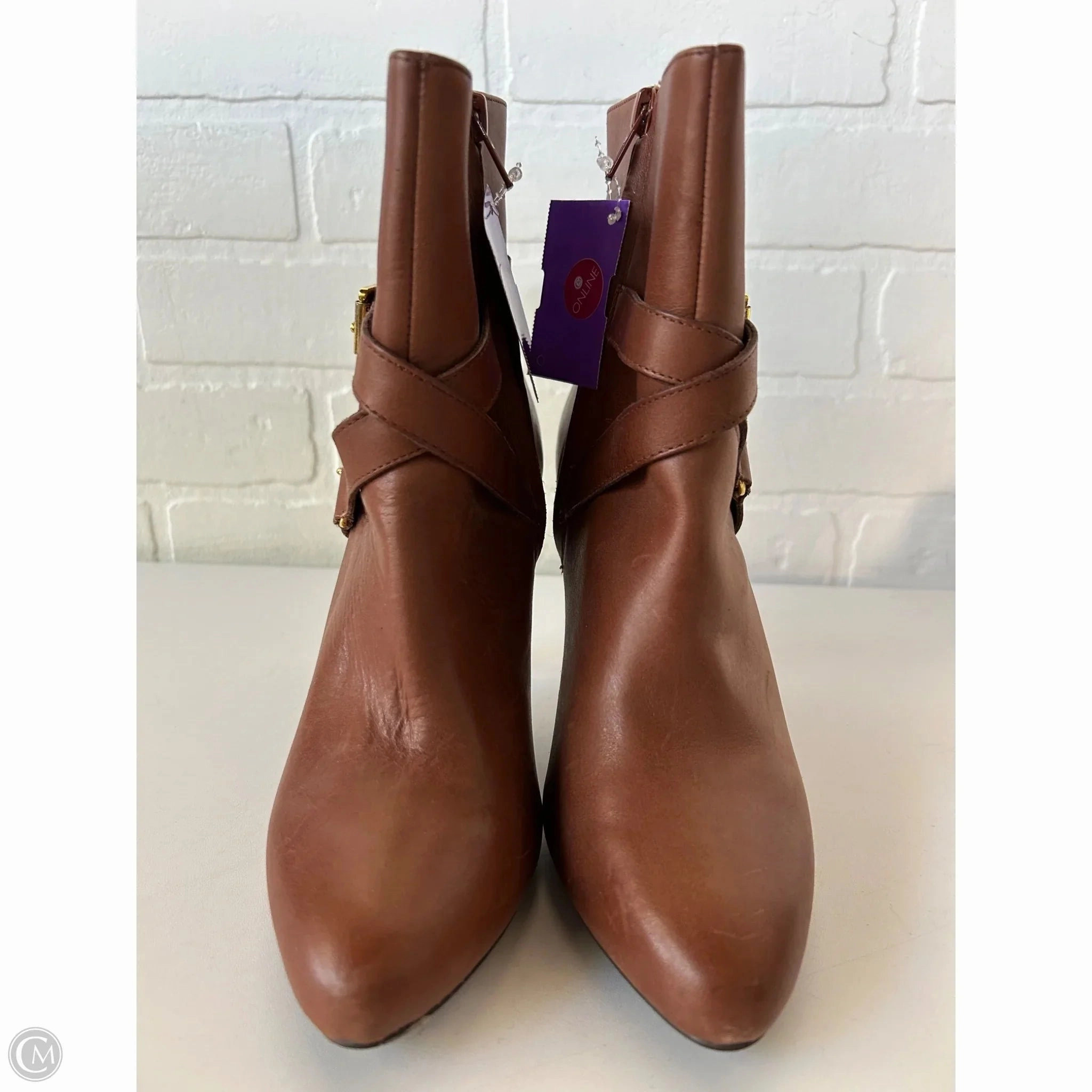 All Weather Urban Commute Boots Ankle Heels By Lauren By Ralph Lauren In Brown & Gold, Size: 6