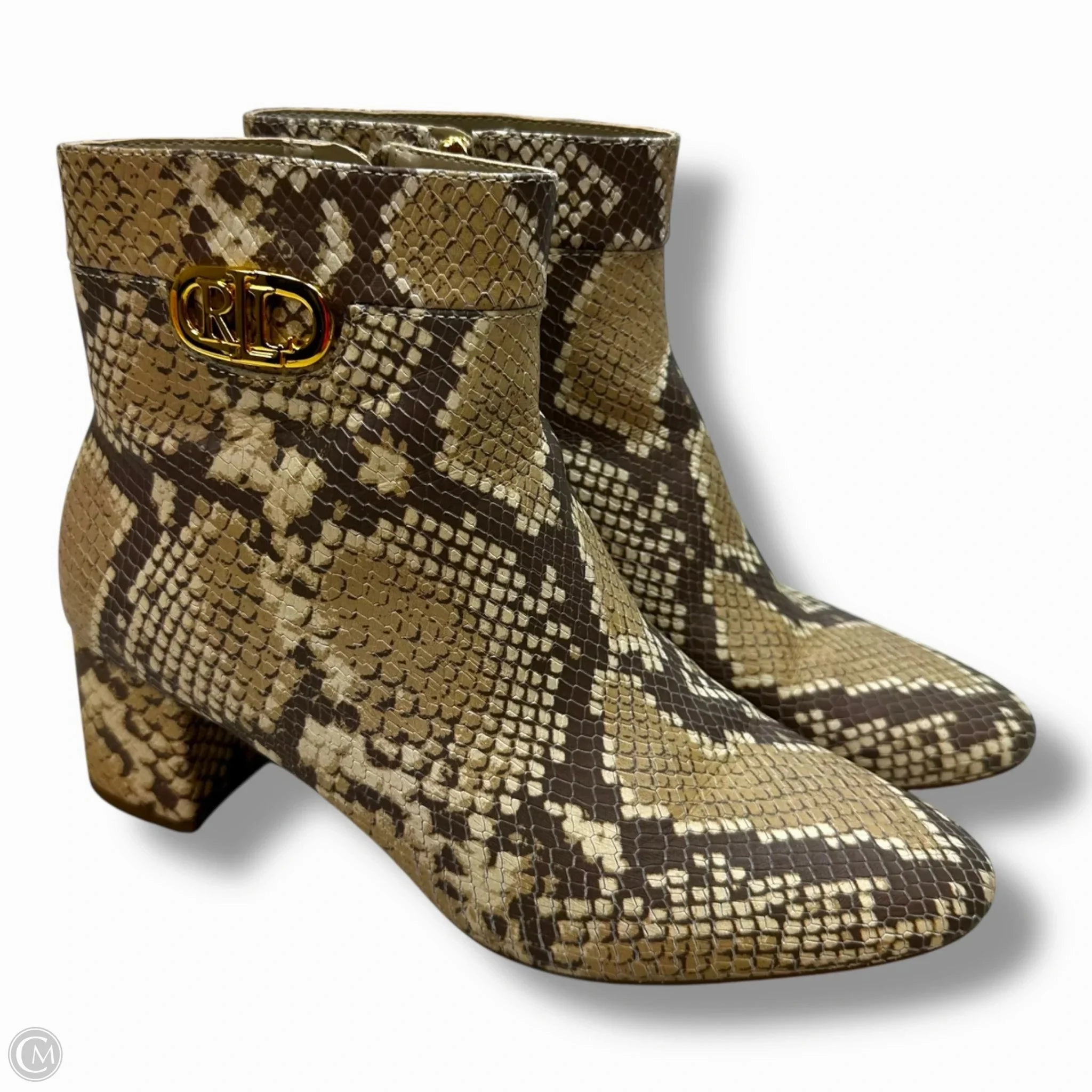 Boots Ankle Heels By Lauren By Ralph Lauren In Snakeskin Print, Size: 8.5 synthetic material Flexible Sole Design