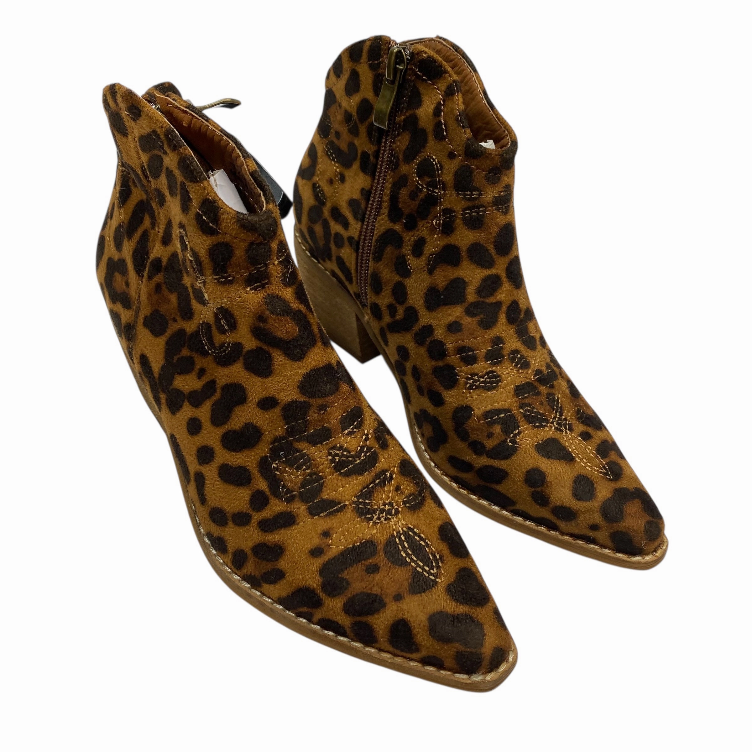 Boots Ankle Heels By Lets See Style In Animal Print, Size:5.5 Stylish And Functional