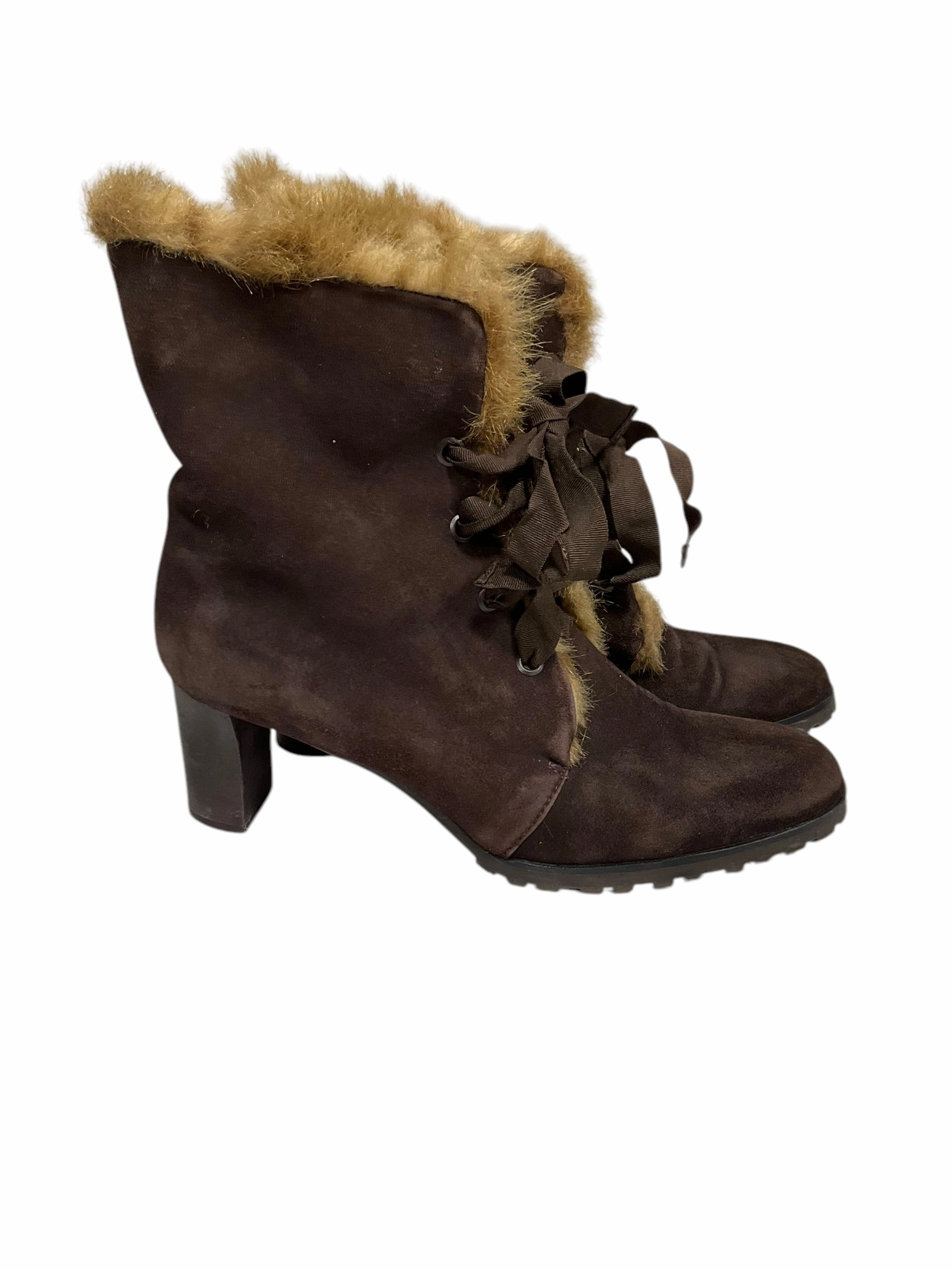 Boots Ankle Heels By Loft In Brown, Size: 7 Reflective accents Rugged And Durable