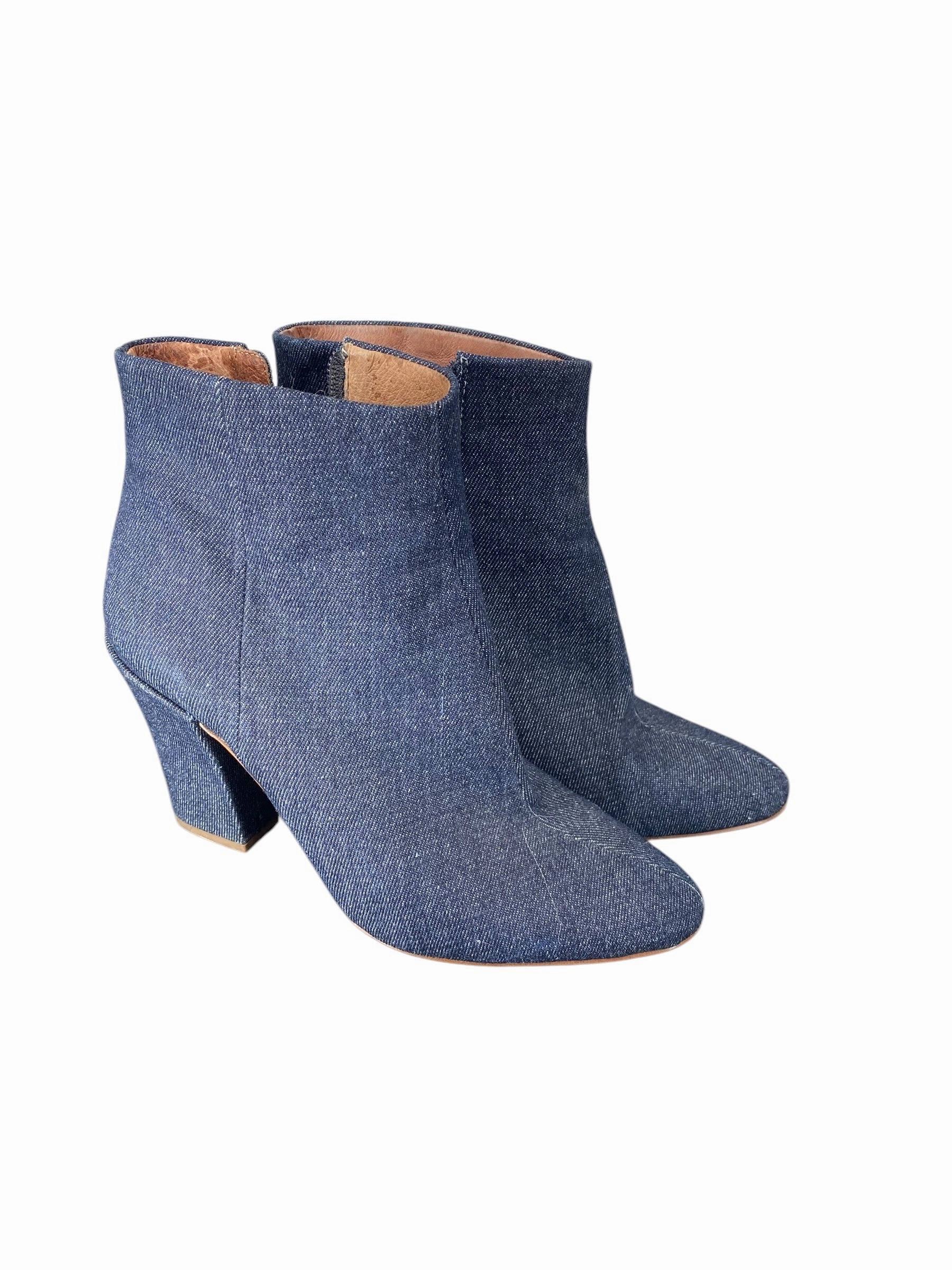 Abrasion Resistant Material Boots Ankle Heels By Louise Et Cie In Blue Denim, Size: 7.5