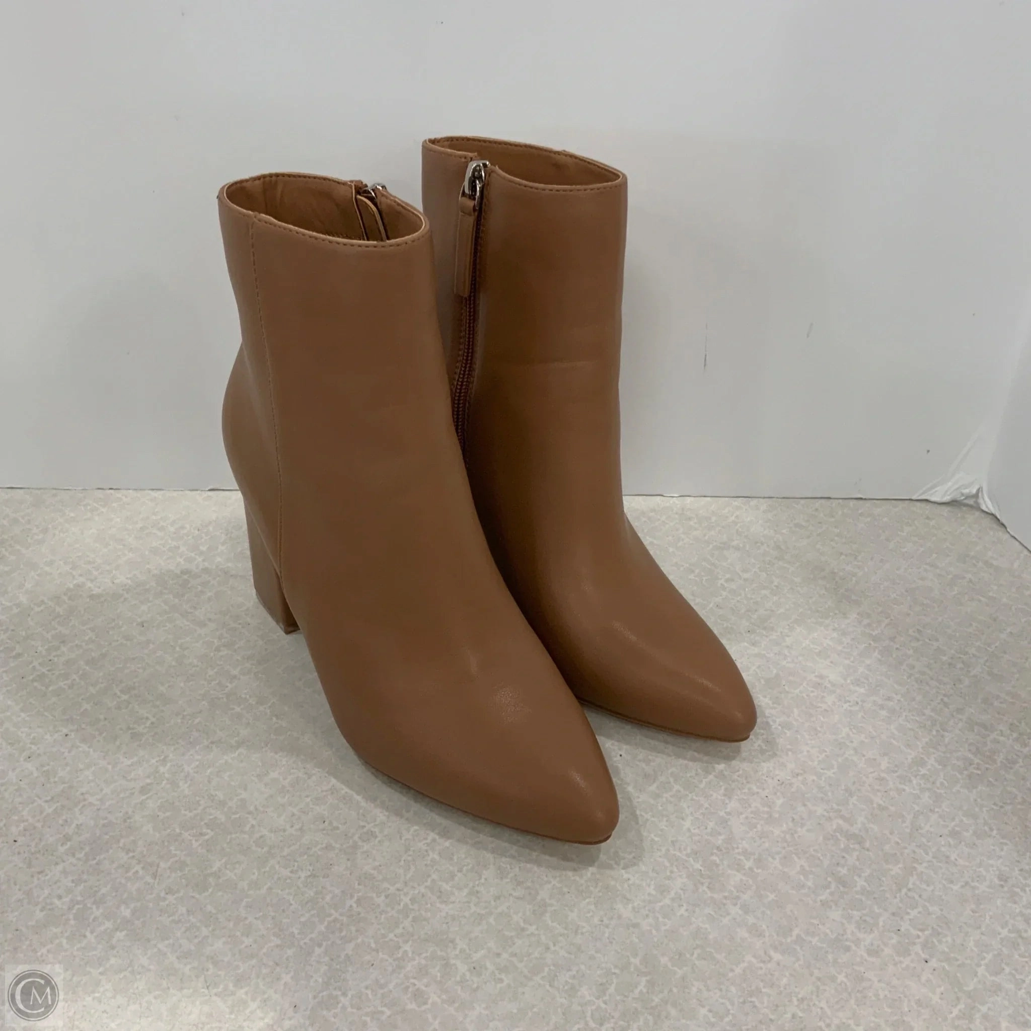 Boots Ankle Heels By Madden Girl In Brown, Size: 7 Rain Proof Zip Up