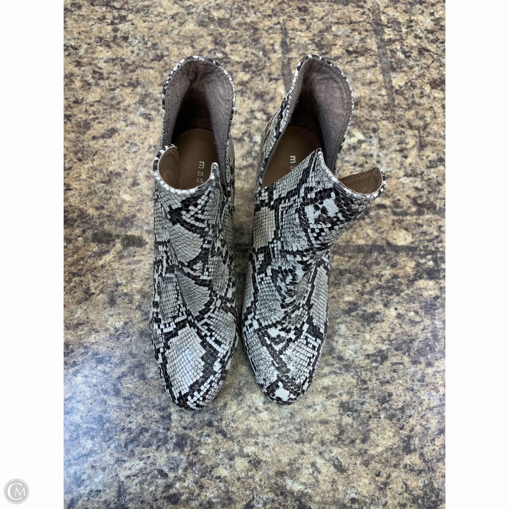 Boots Ankle Heels By Madden Girl In Snakeskin Print, Size: 7.5 Soft Insole Travel Light