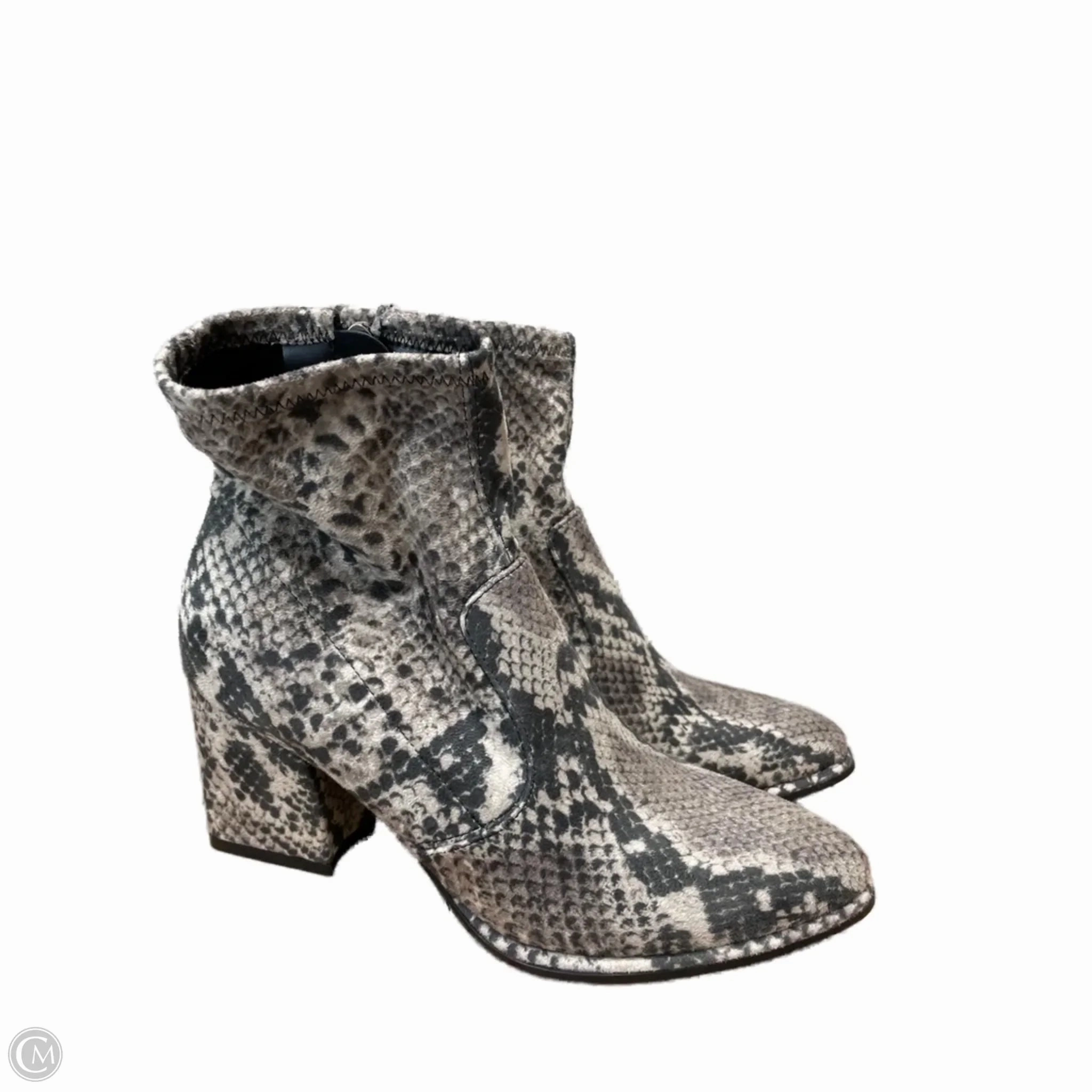 Durable Shell Work Commute Quiet Sole Boots Ankle Heels By Marc Fisher In Snakeskin Print, Size: 6