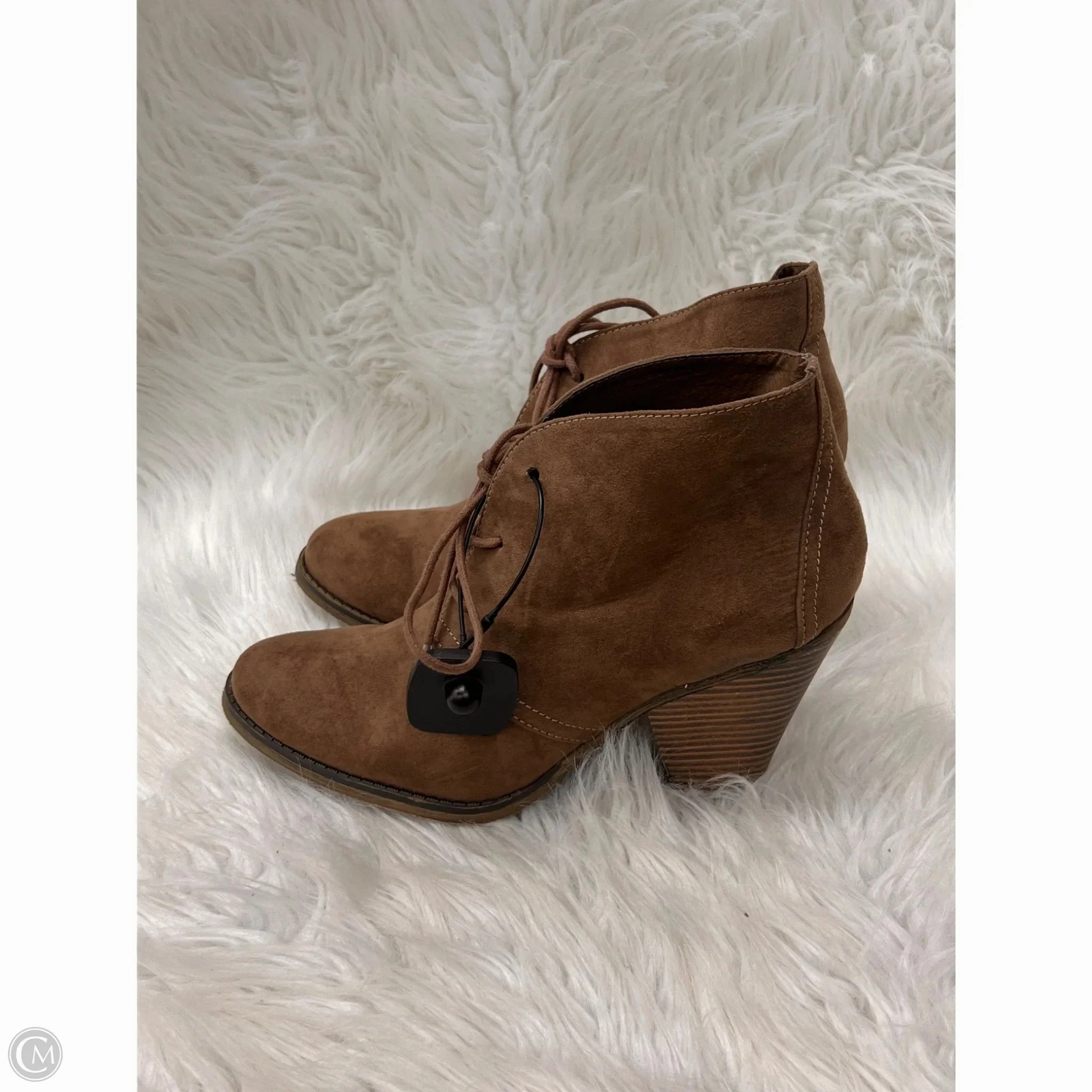 Shock Diffusing Heel Durable Sole Boots Ankle Heels By Mia In Brown, Size: 10