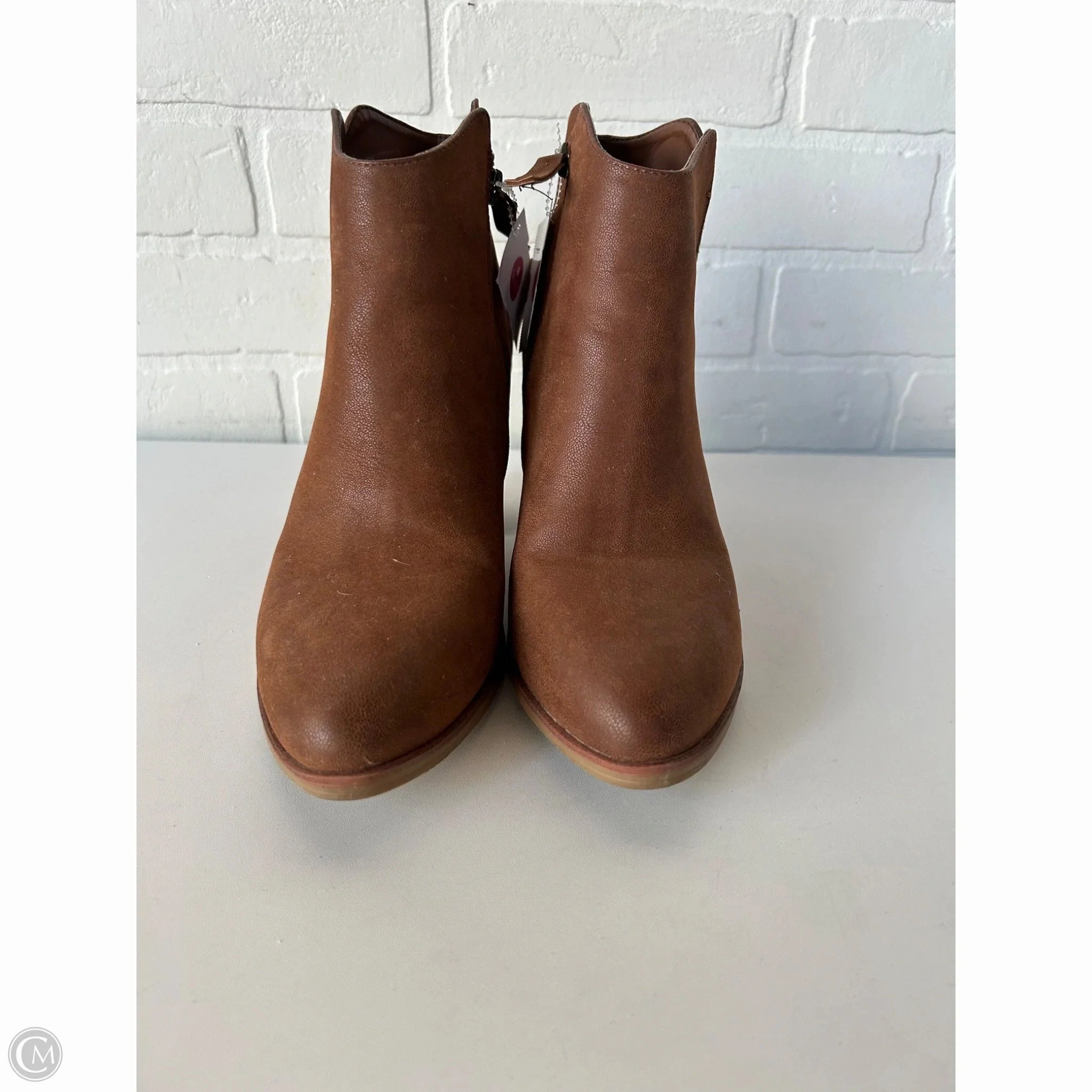 Mud Resistant Urban Commute Slip Resistant All Day Wear Boots Ankle Heels By Mia In Brown, Size: 8