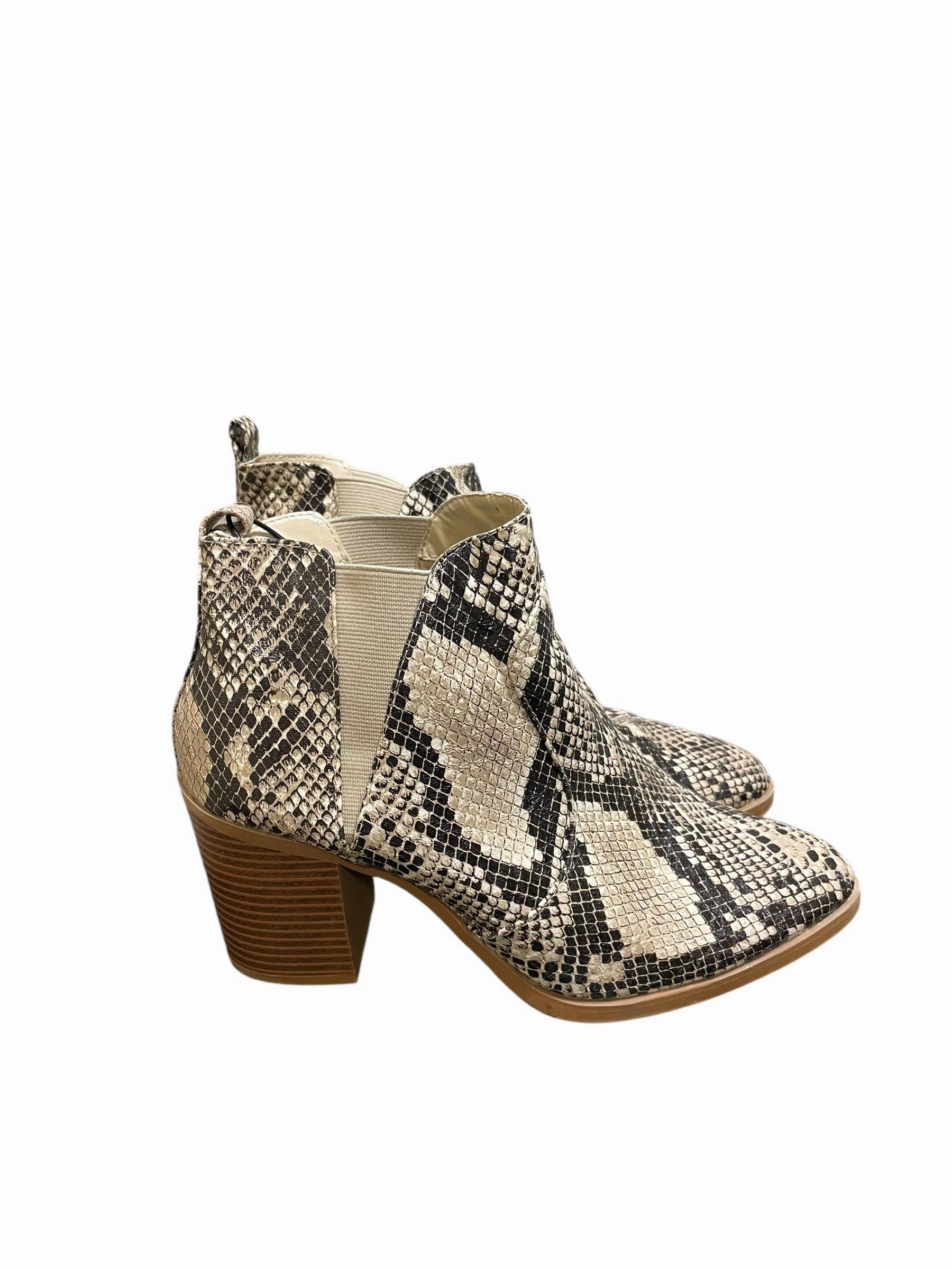 Picnic Motor Edge Boots Ankle Heels By Mia In Snakeskin Print, Size: 8.5