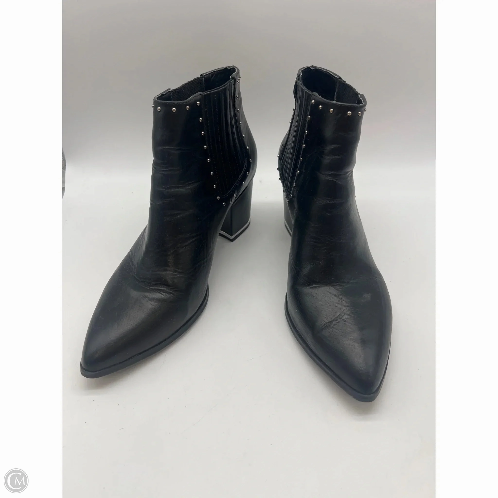 Rubber Compound Outsole Premium Leather Boots Ankle Heels By Michael By Michael Kors In Black, Size: 9