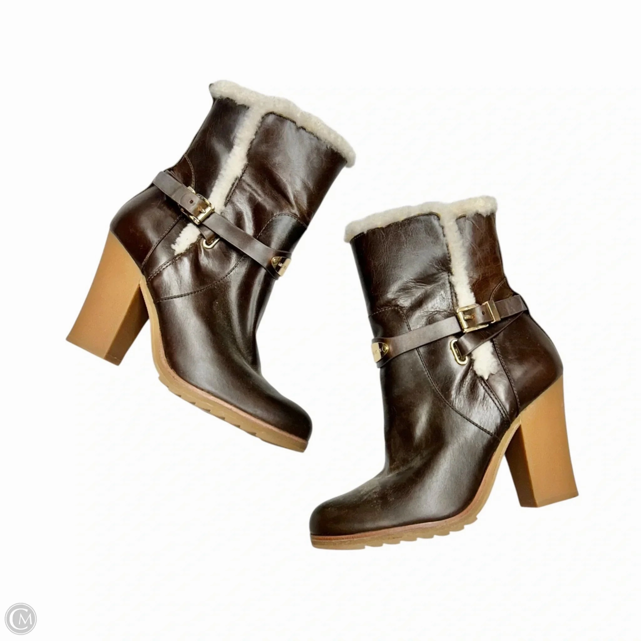 Boots Ankle Heels By Michael By Michael Kors In Brown & Cream, Size: 9.5 Durable Shell Work Commute