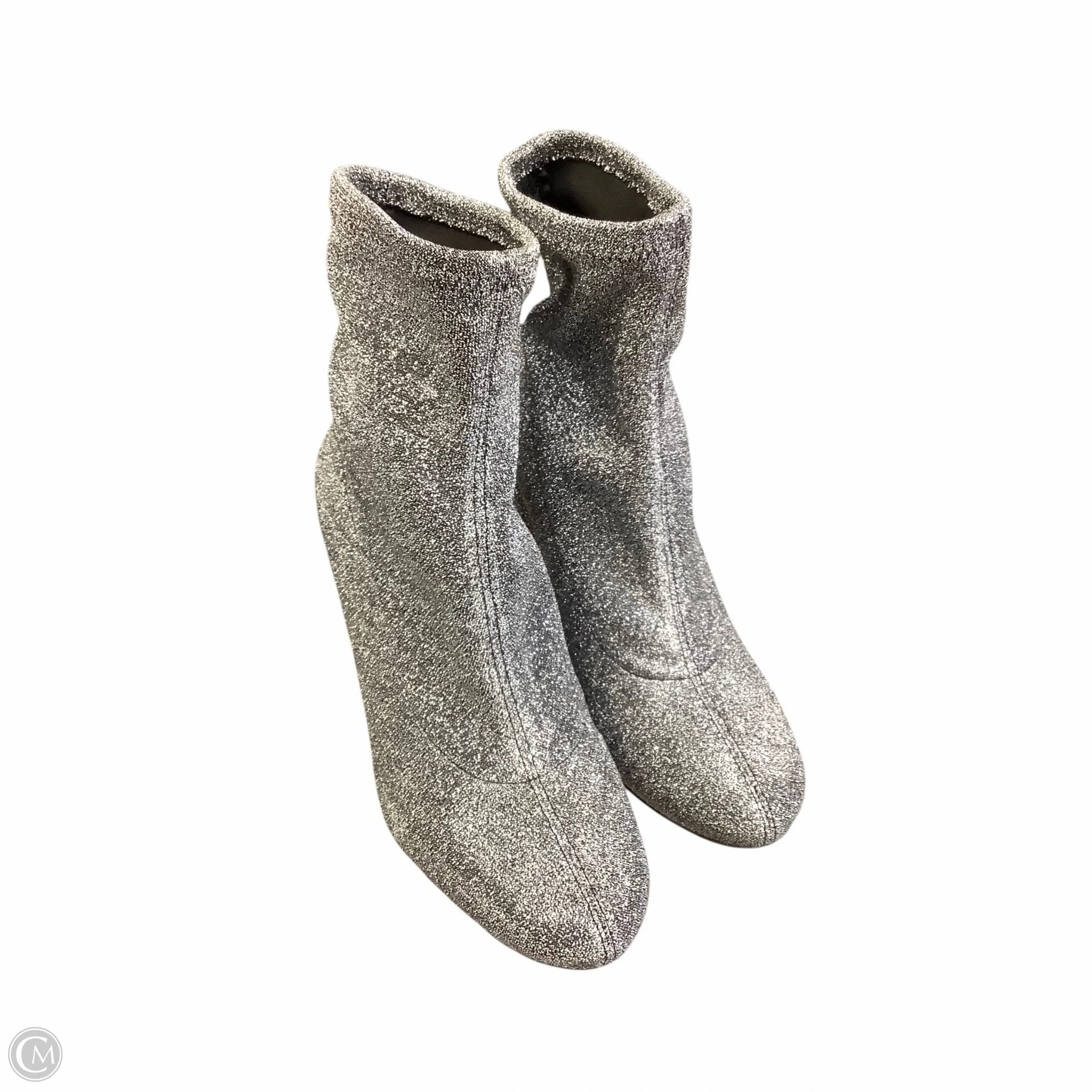 Canvas Material Boots Ankle Heels By Michael By Michael Kors In Silver, Size: 5