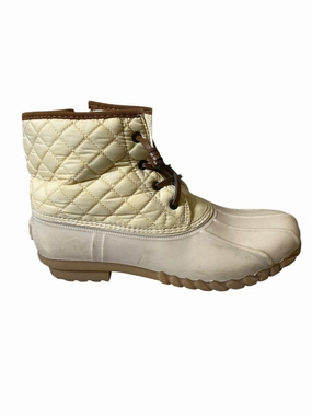 Slip Resistant Outdoor Trek Boots Ankle Heels By Nautica In Brown & Cream, Size: 10