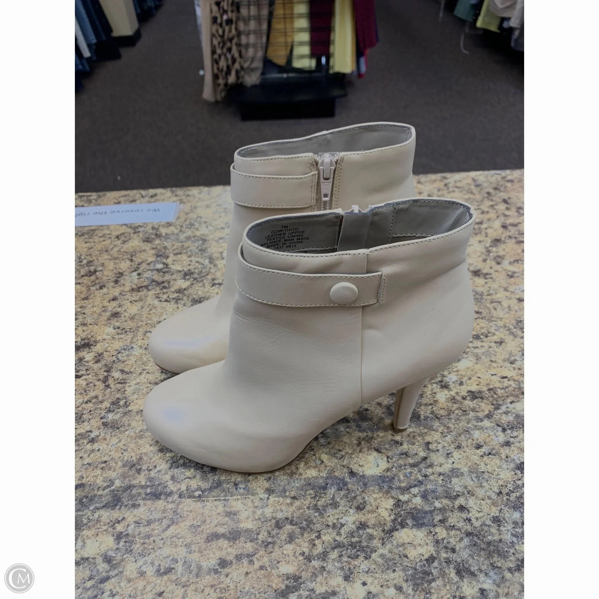 Durable Look Boots Ankle Heels By Nine West In Beige, Size: 7