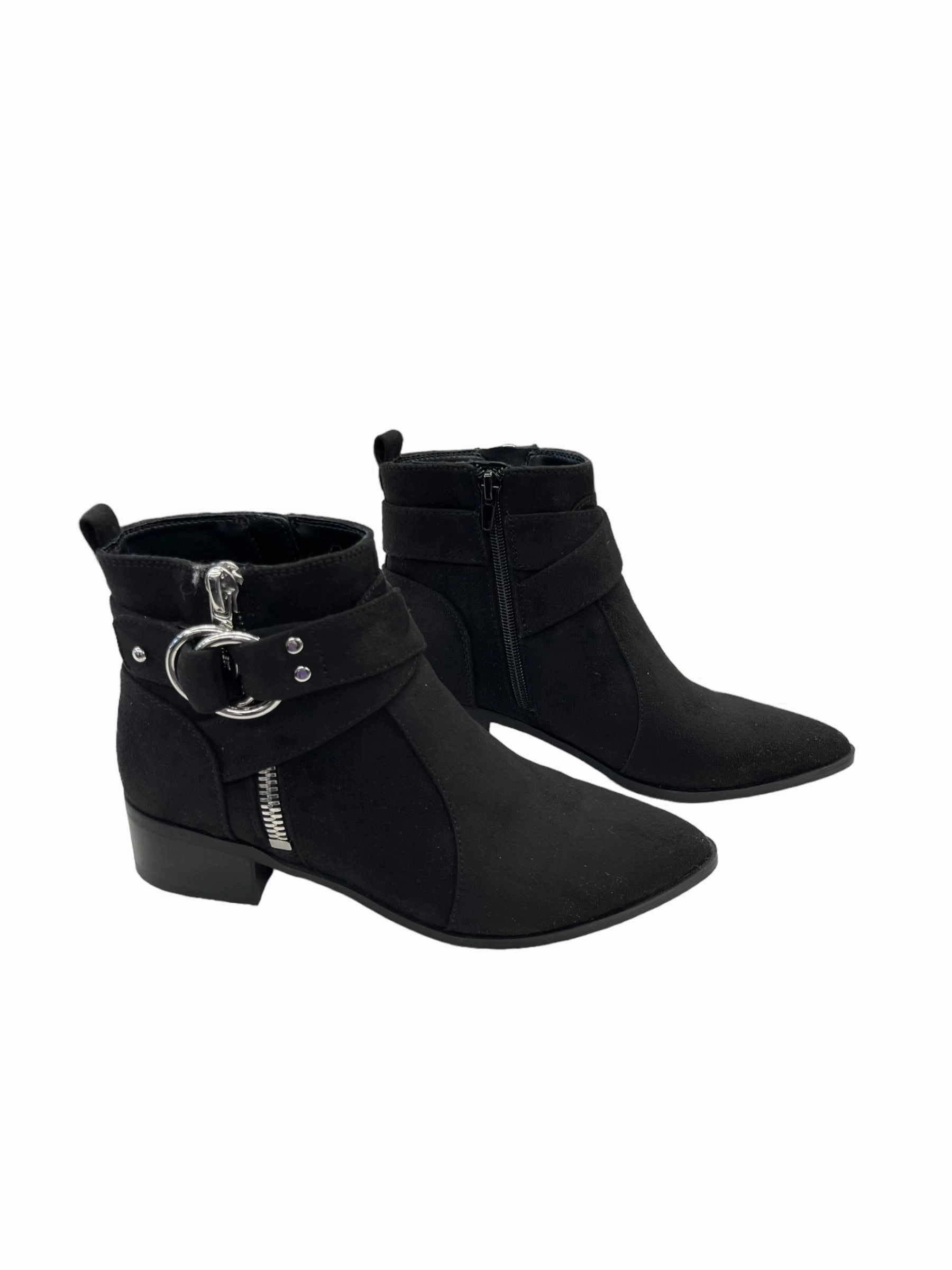 Boots Ankle Heels By Nine West In Black & Silver, Size: 6 Feather Light Work Commute