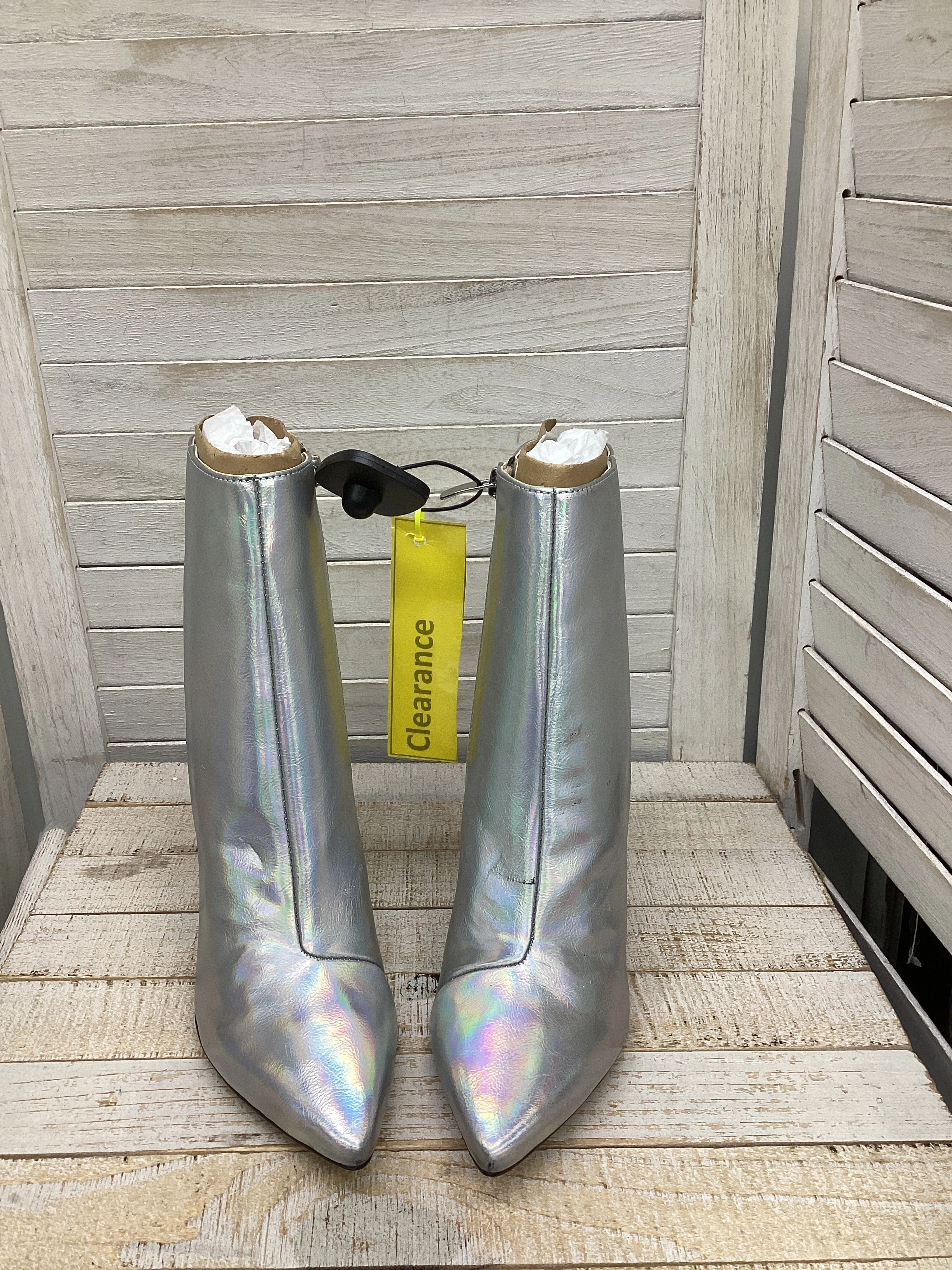 Boots Ankle Heels By Nine West In Metallic, Size: 8.5 Cushioned Step Adventure Journey