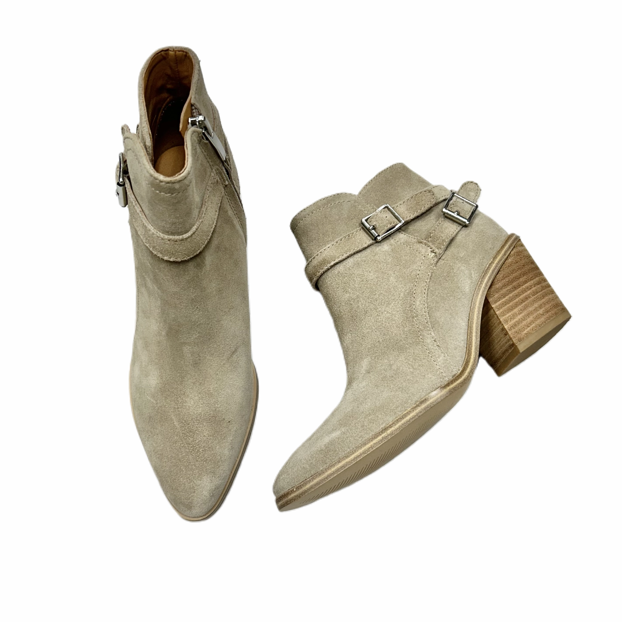 Boots Ankle Heels By Nine West In Tan, Size: 6.5 Slip On Style quick-drying