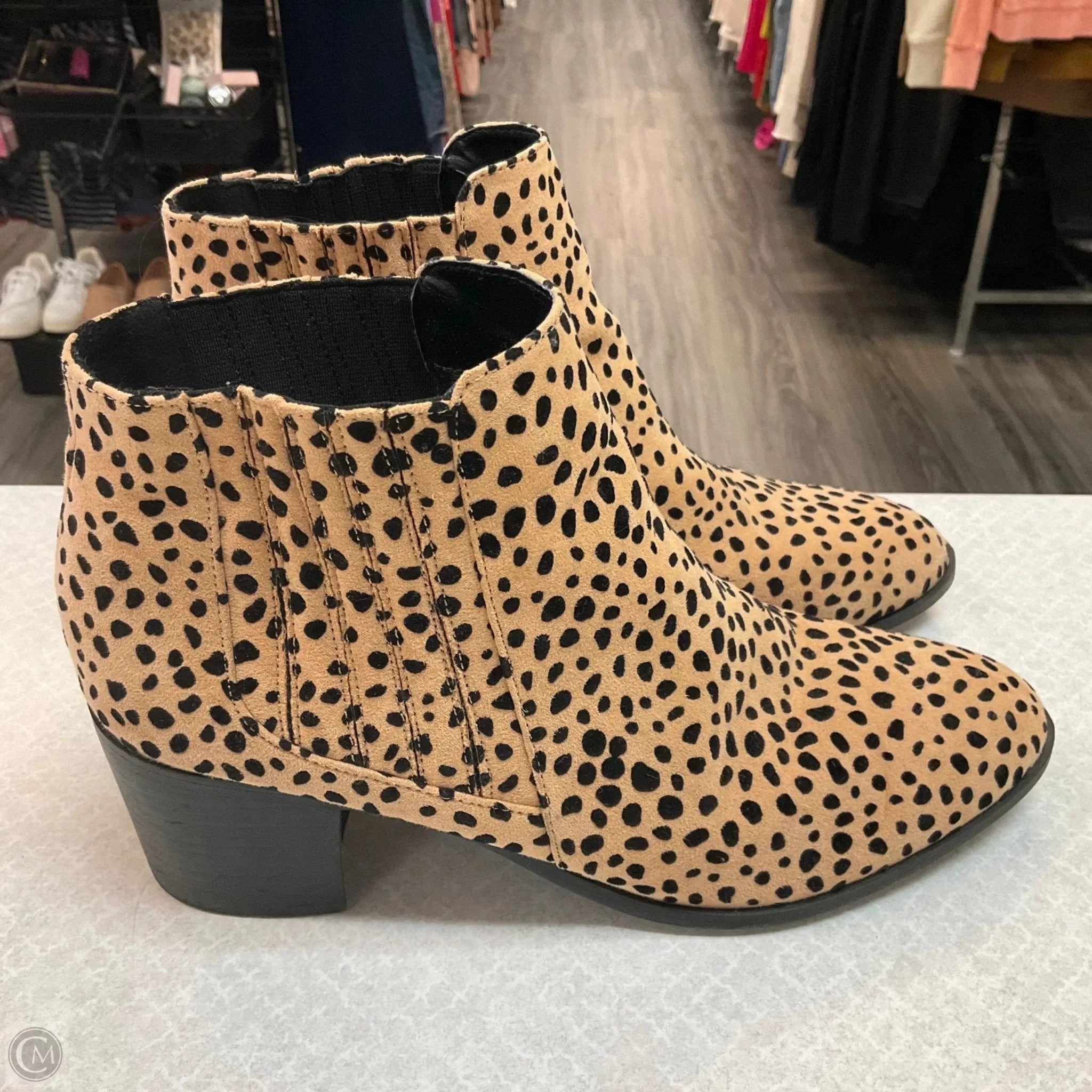 Boots Ankle Heels By Qupid In Animal Print, Size: 8 EasyToClean City Travel