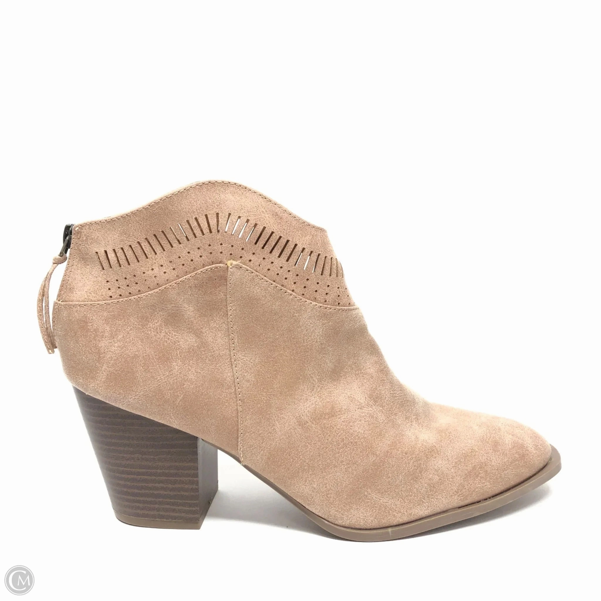 Comfortable Heel Counter Secure fit Boots Ankle Heels By Qupid In Beige, Size: 10