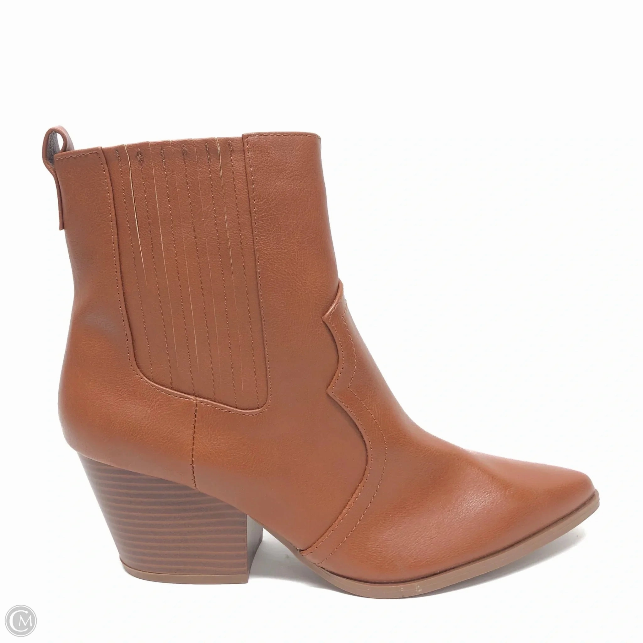 Work Terrain Wide Sole Boots Ankle Heels By Qupid In Tan, Size: 10