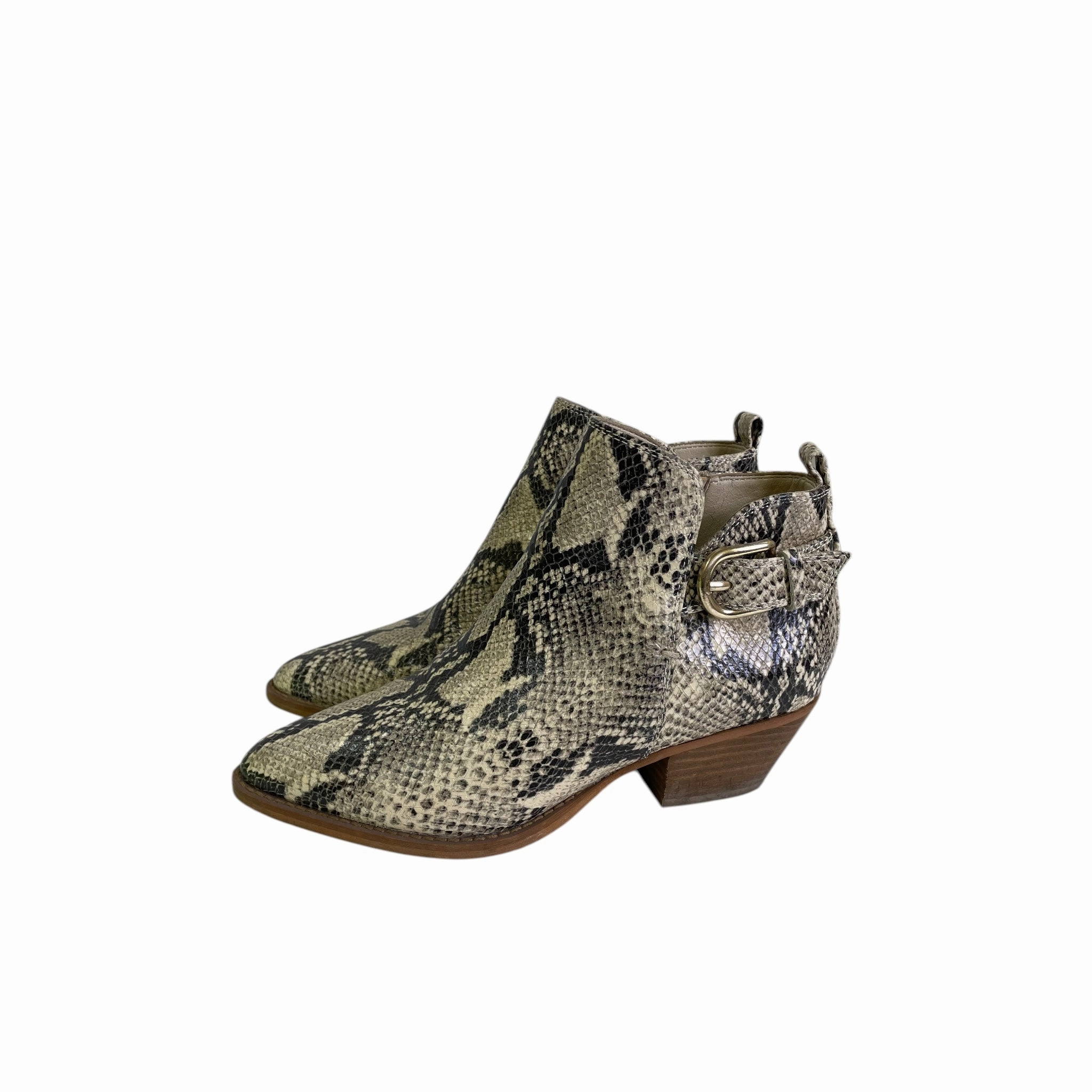 Sand Shade Boots Ankle Heels By Sam Edelman In Snakeskin Print, Size:7