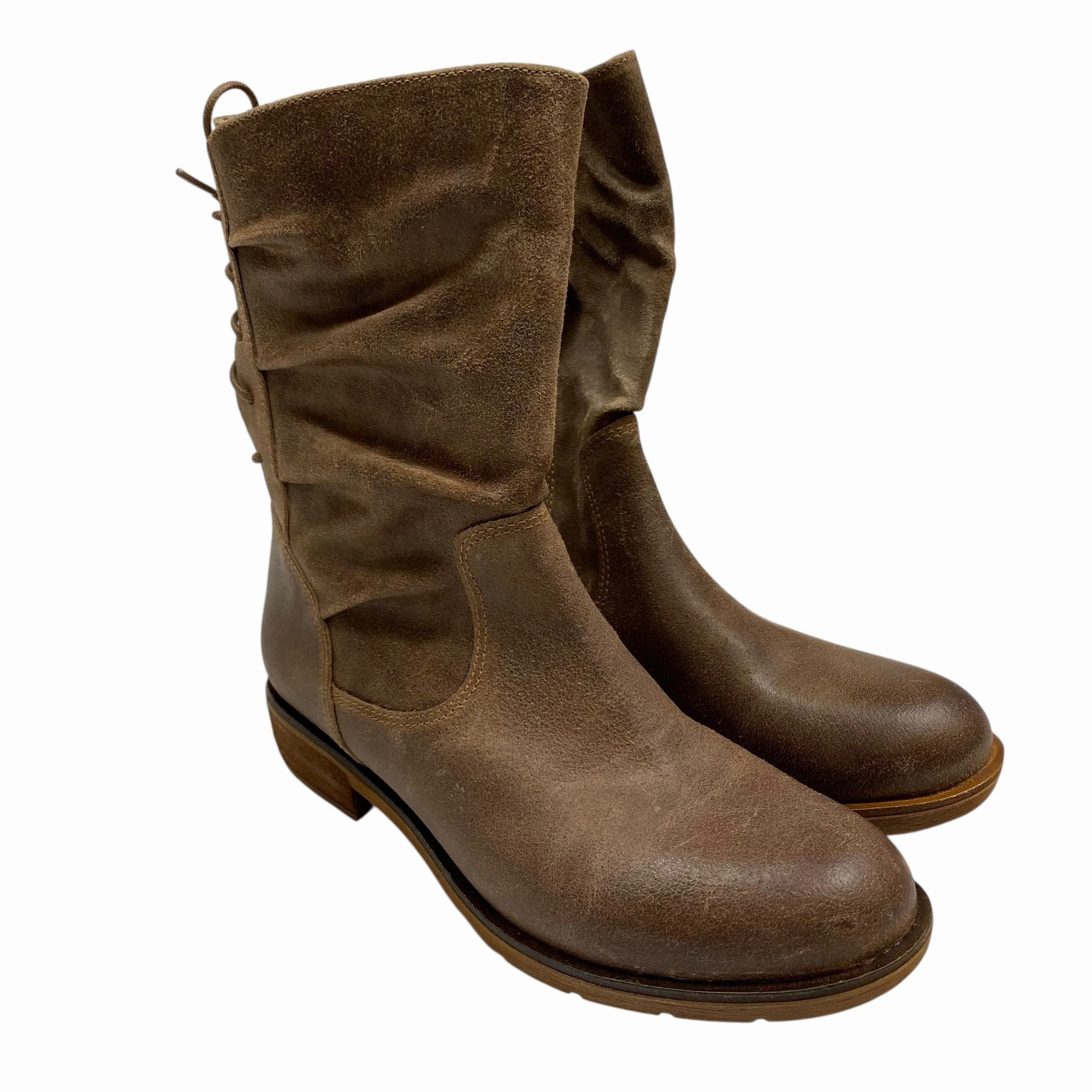 Work Approved Boots Ankle Heels By Sofft In Brown, Size:8