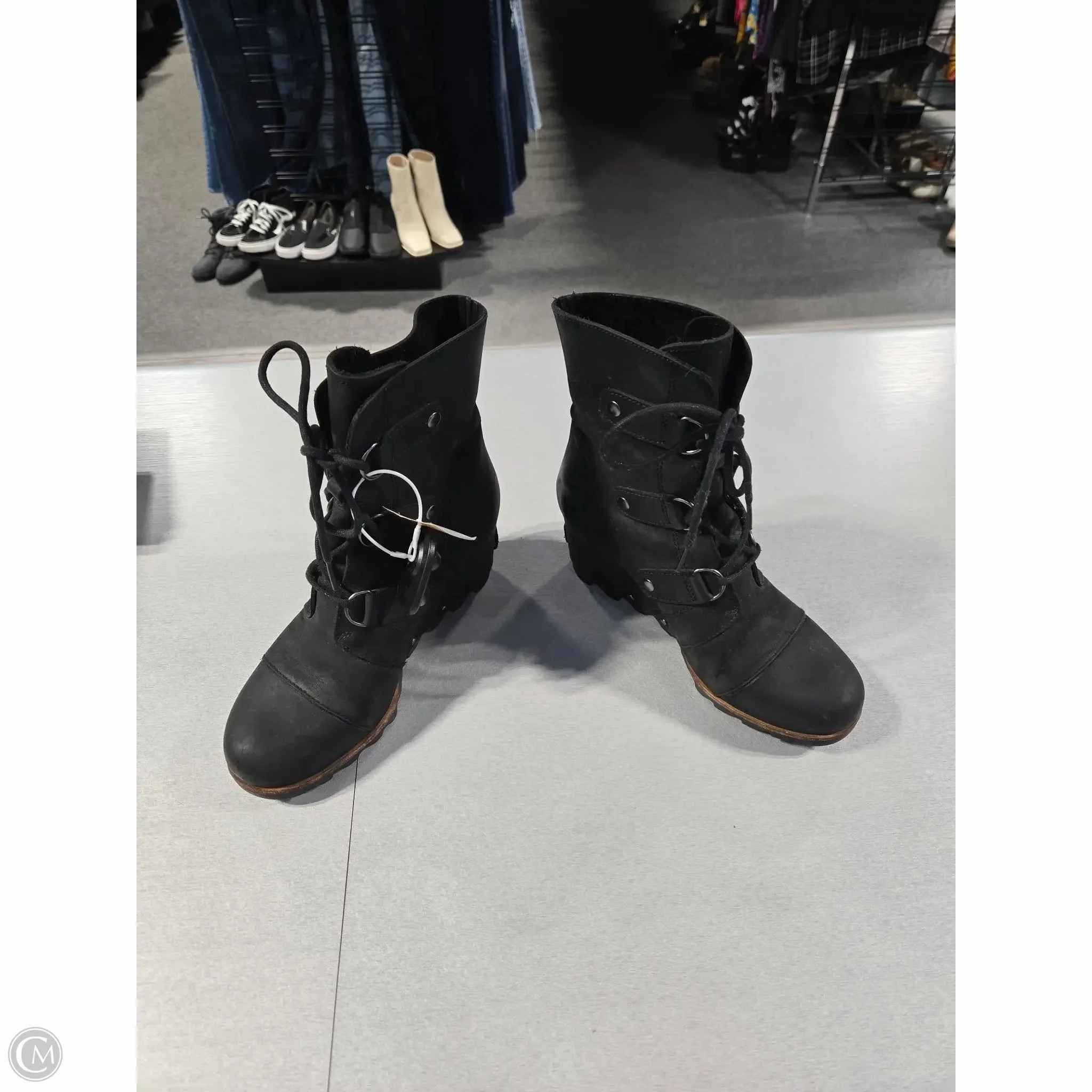 Boots Ankle Heels By Sorel In Black, Size: 8 Slip Resistant Work Commute Seamless Comfort Weekend Camping