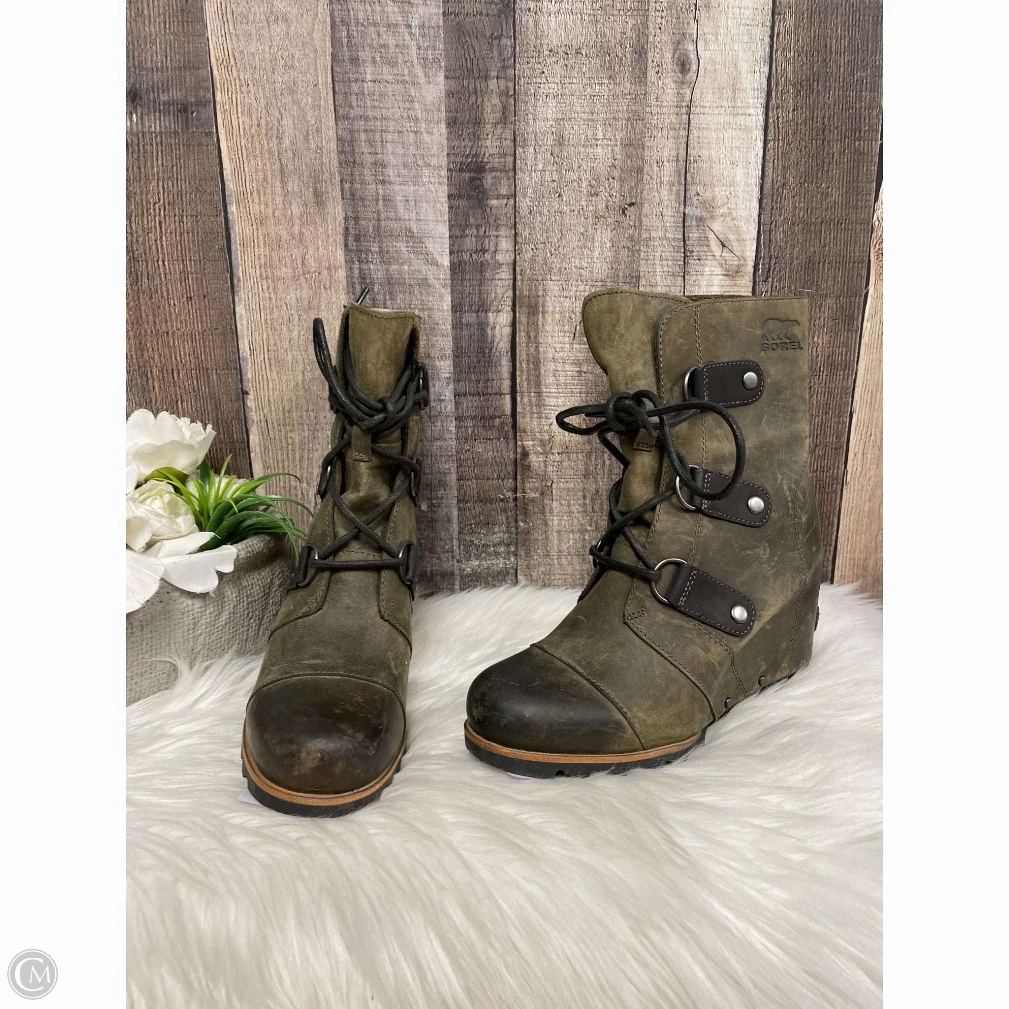 Boots Ankle Heels By Sorel In Taupe, Size: 6 Airport Look Seamless Comfort Weekend Camping