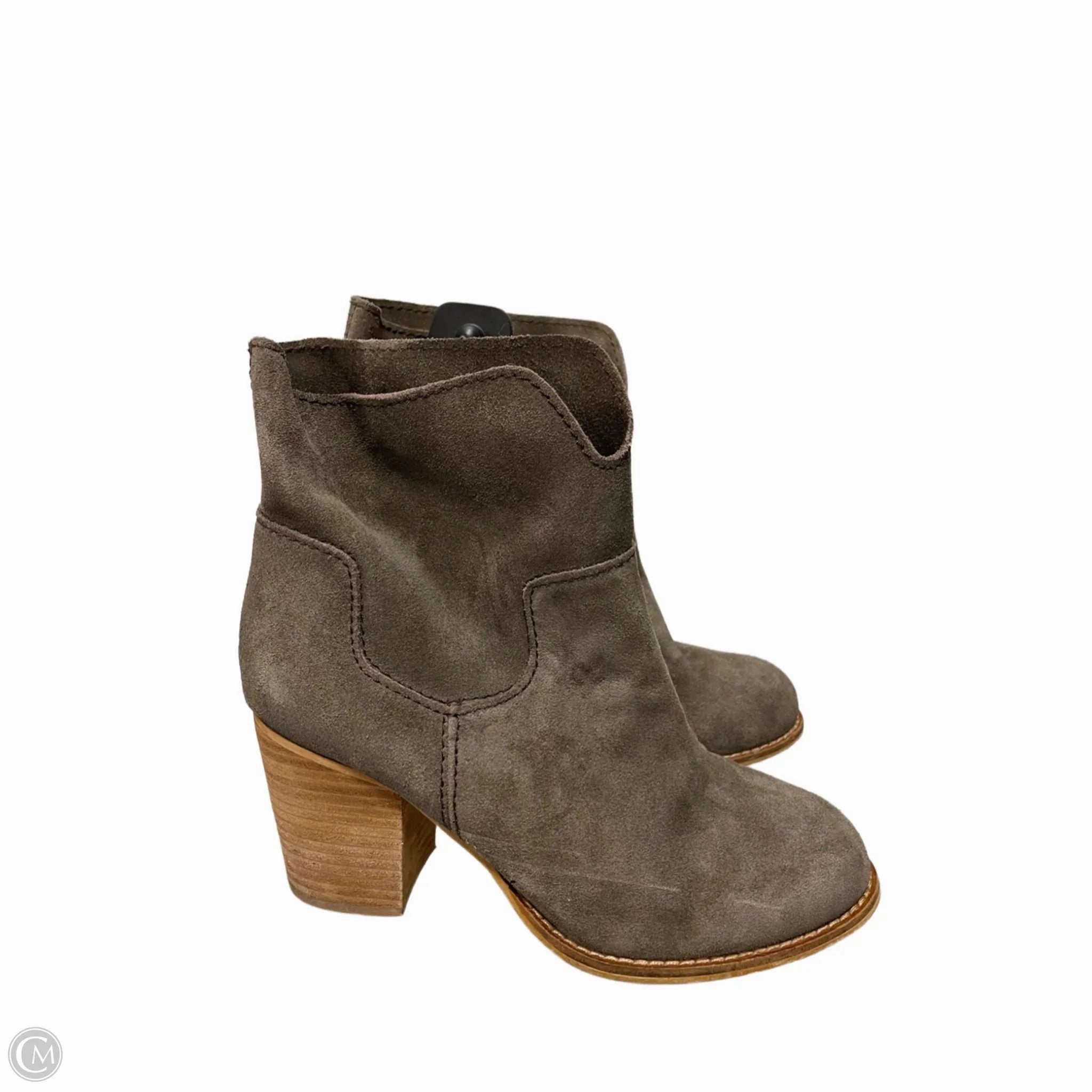 Open Toe Design Outdoor Purpose Boots Ankle Heels By Splendid In Taupe, Size: 8