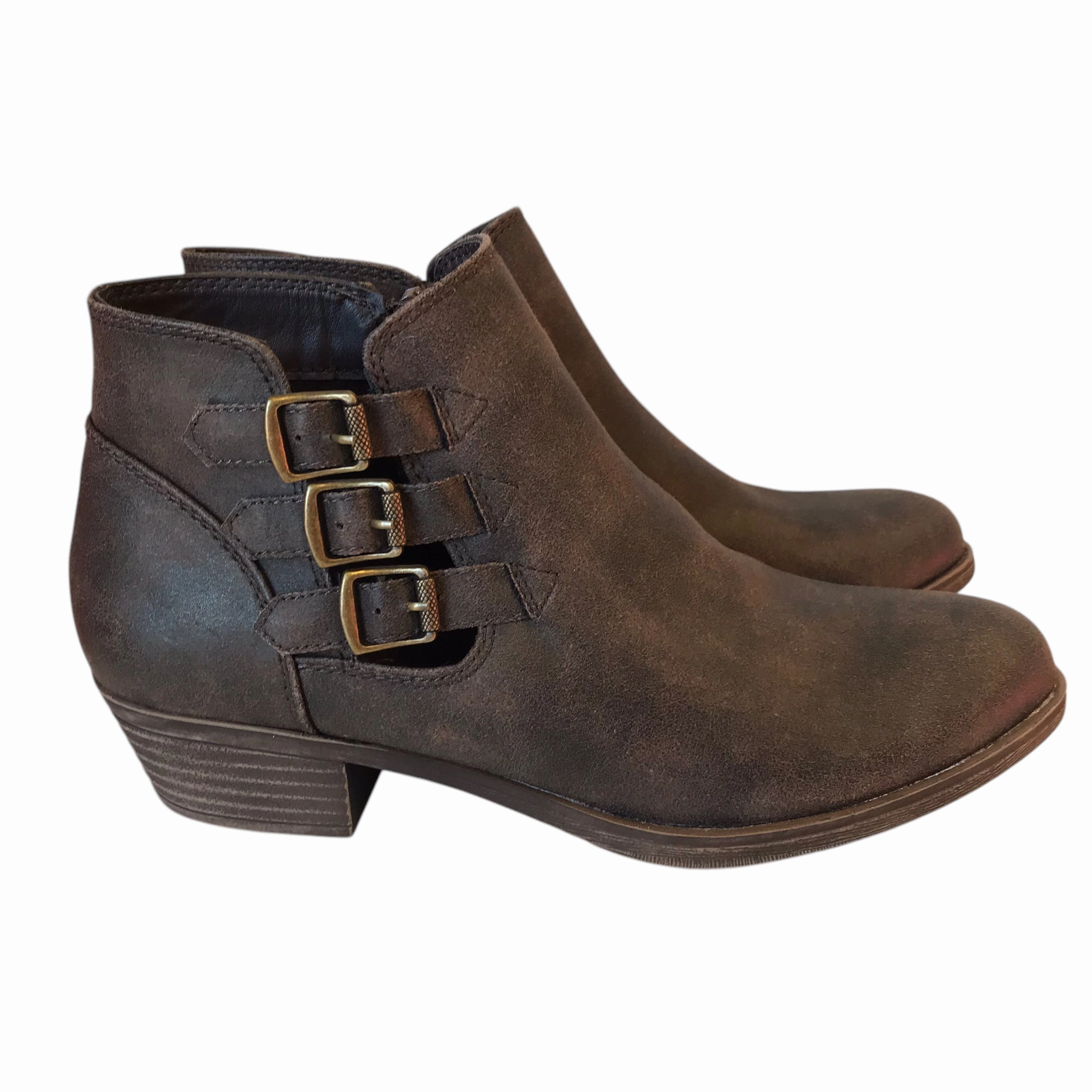 Protective Layer Boots Ankle Heels By Sugar In Brown, Size:7