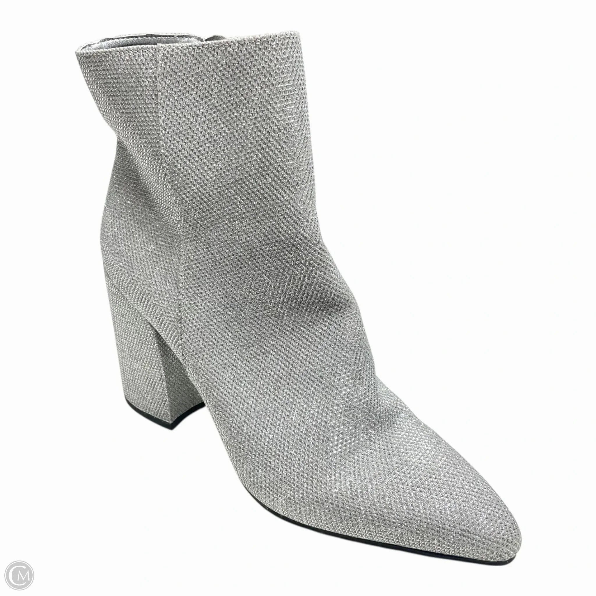 Zip Up Archaeologist Boots Ankle Heels By Sugar In Silver, Size: 10