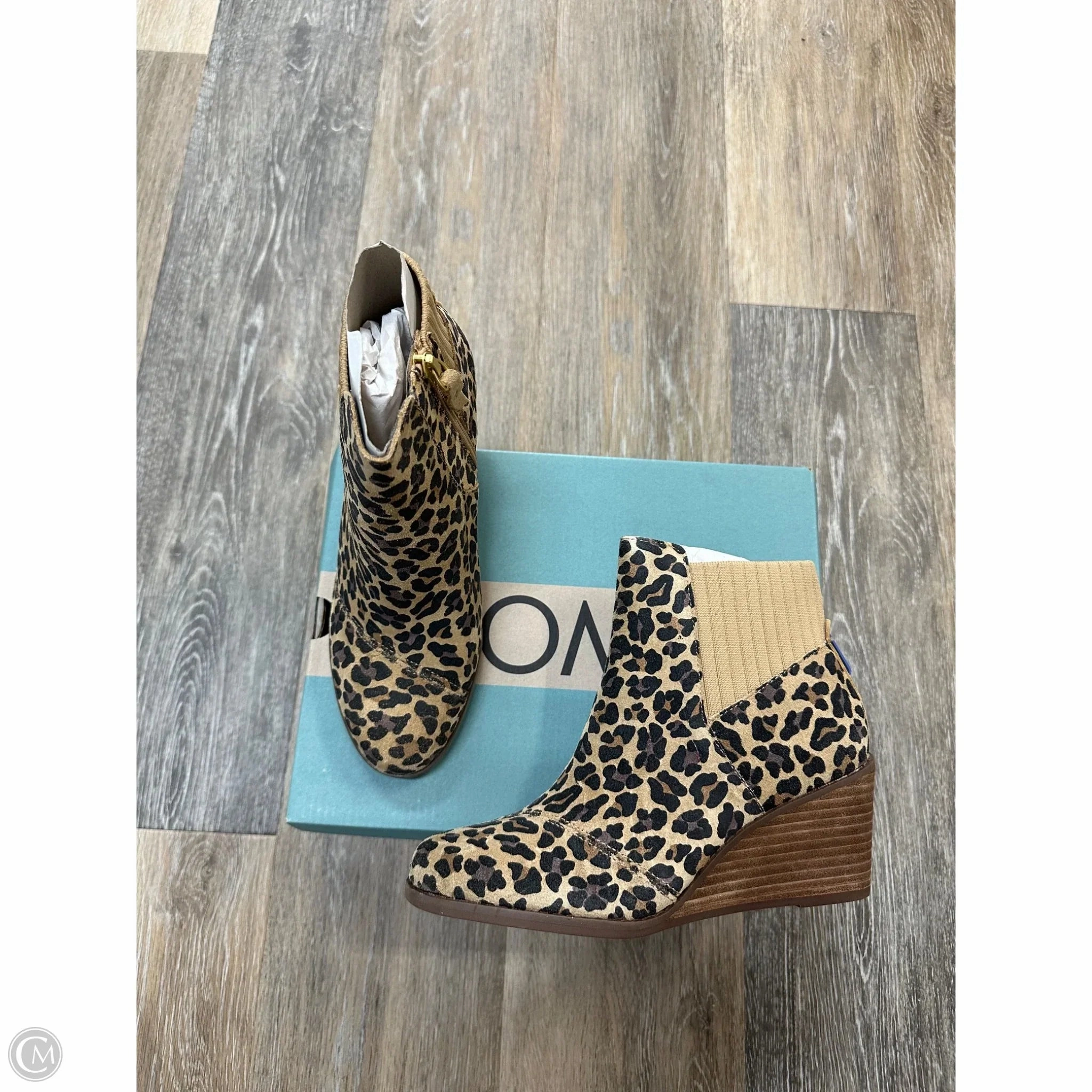Stable Support Adventure Journey Boots Ankle Heels By Toms In Animal Print, Size: 6