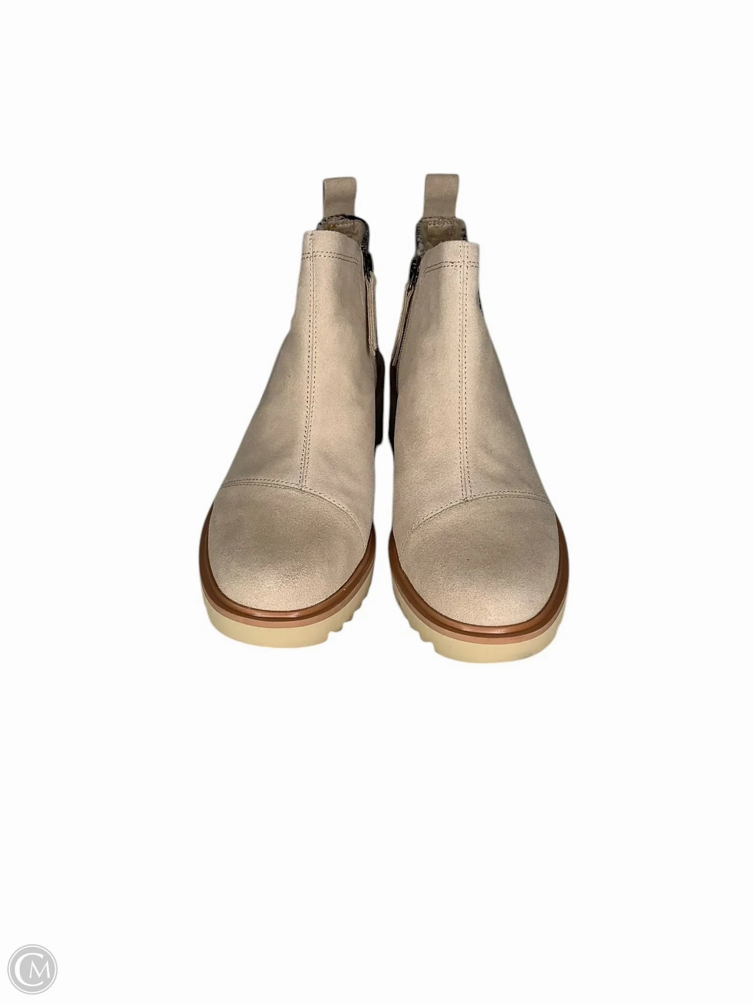 Boots Ankle Heels By Toms In Tan, Size: 9.5 Impact Diffusion Layer Adjustable Gusset Design