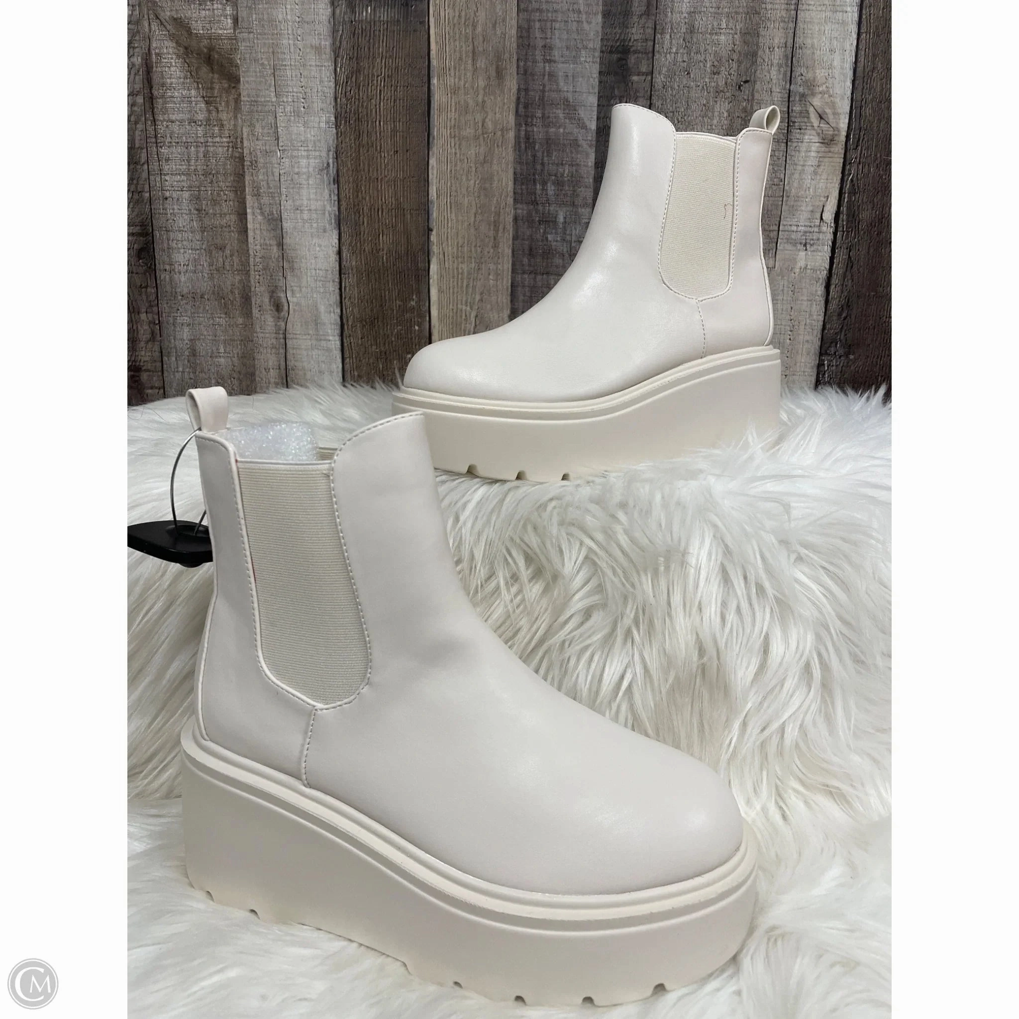 Ventilation Perforations Boots Ankle Heels By Top Moda In Ivory, Size: 6.5