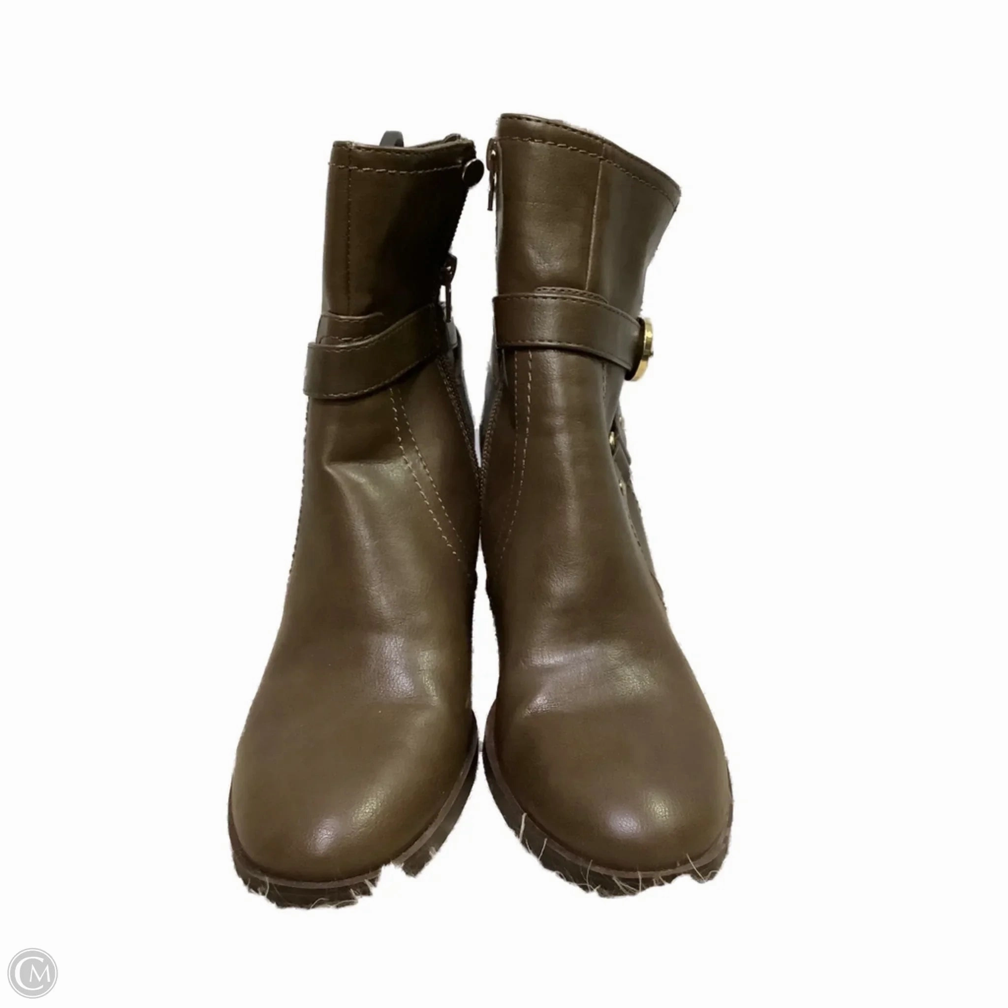 Boots Ankle Heels By Unisa In Bronze, Size: 8 couple wear