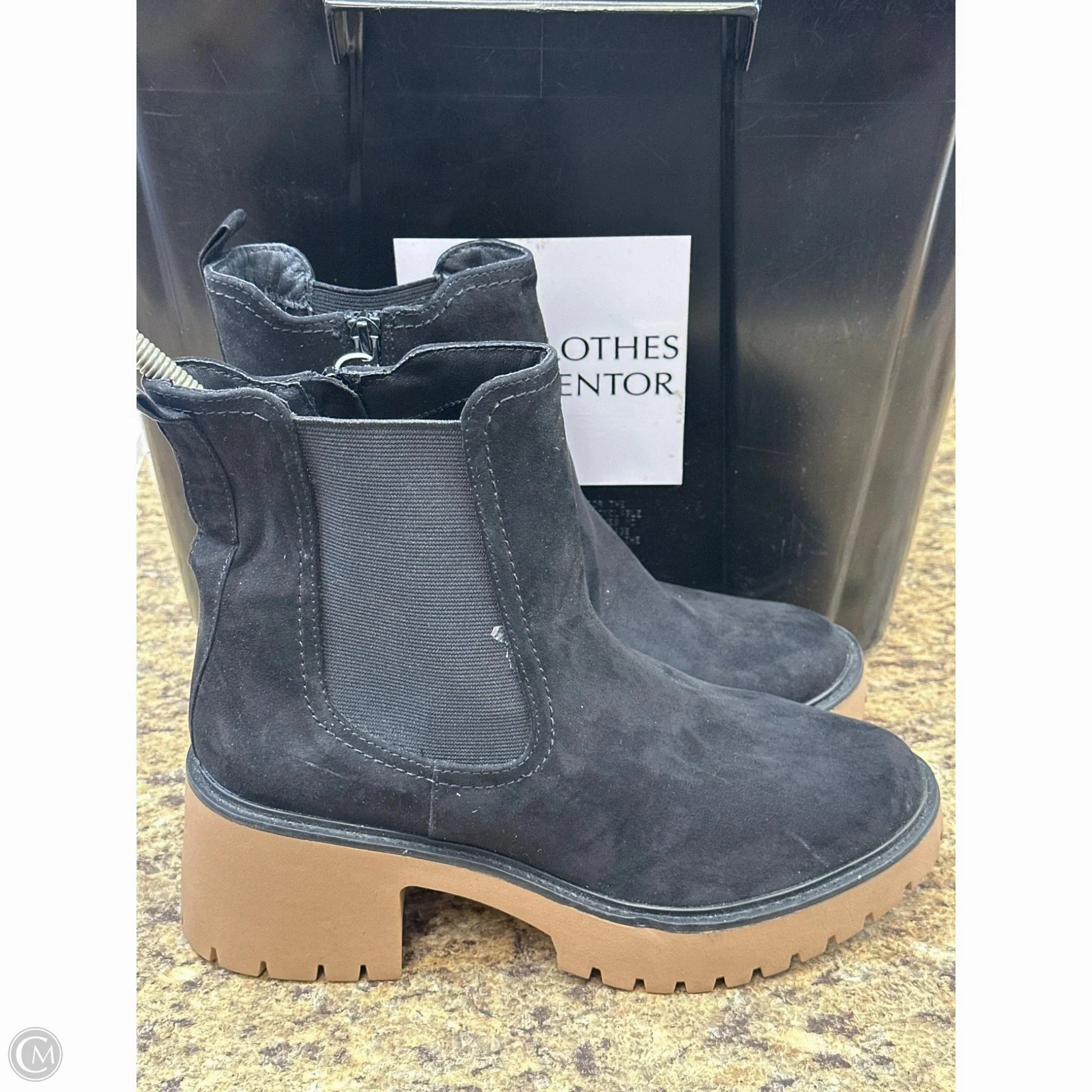 Boots Ankle Heels By Universal Thread In Black, Size: 8.5 Comfort Straps